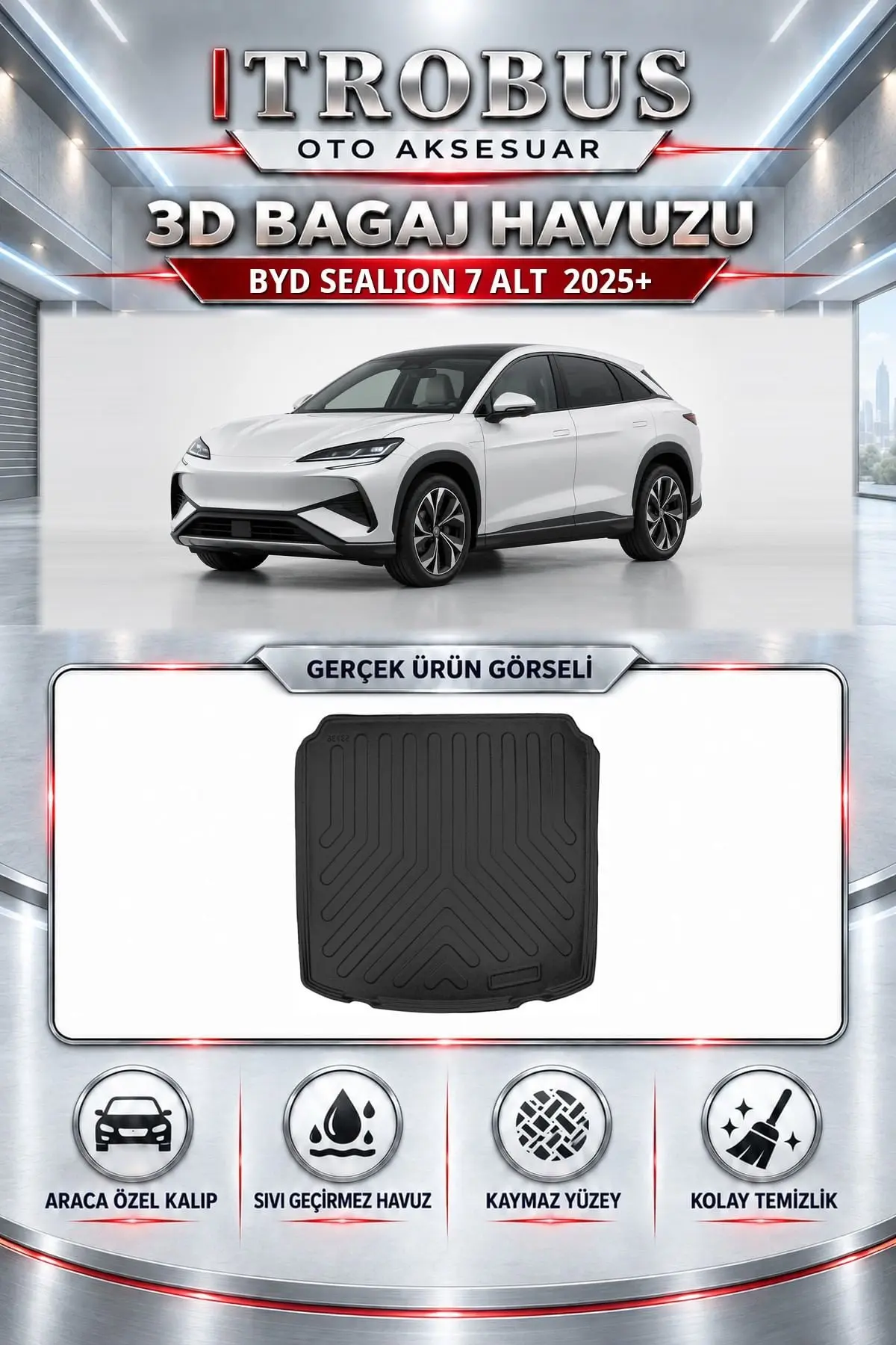 BYD Sealion 7 2025 Sonrası Alt Araca Özel 3D Bagaj Havuzu