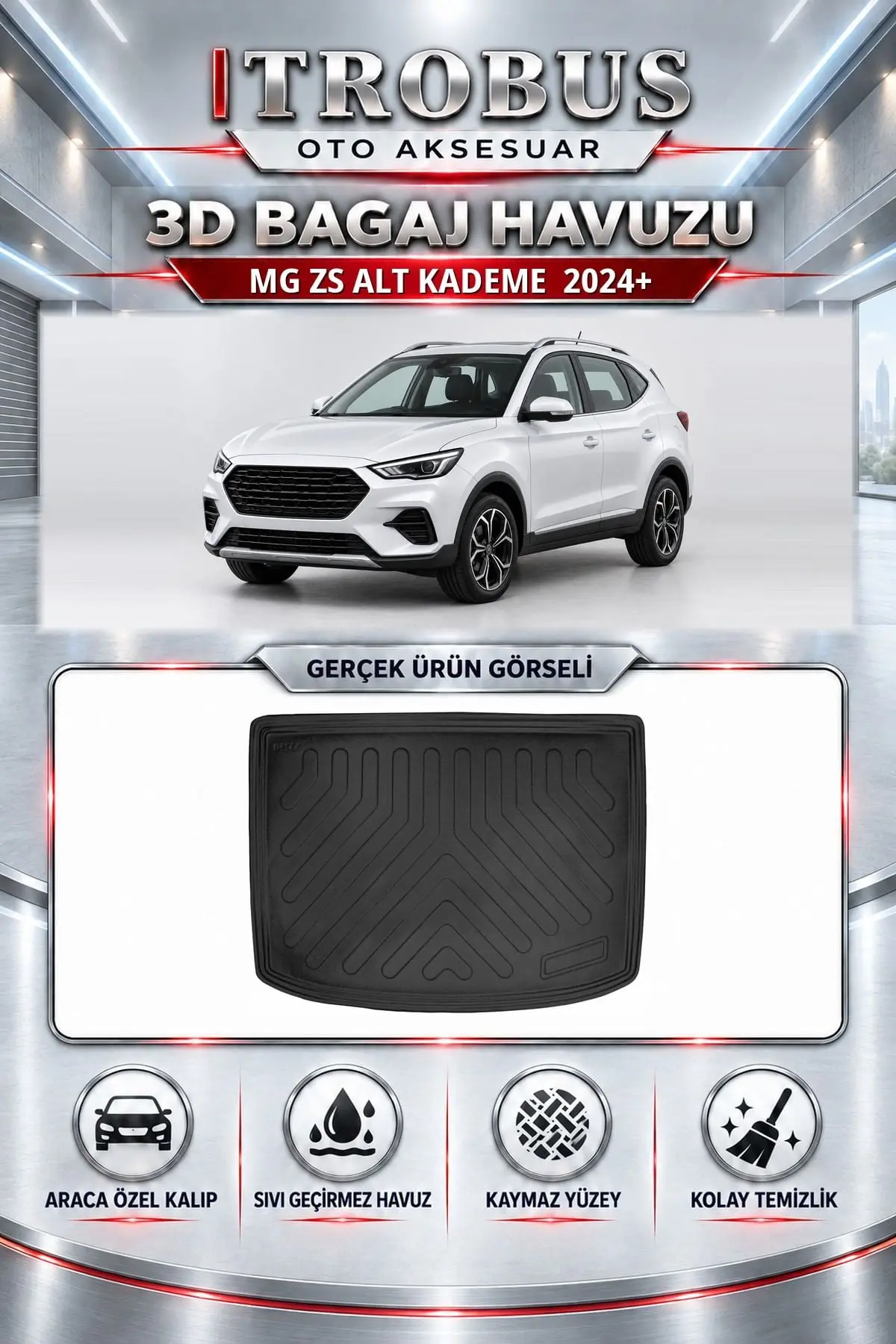 Mg ZS 2024 Sonrası Alt Kademe Araca Özel 3D Bagaj Havuzu