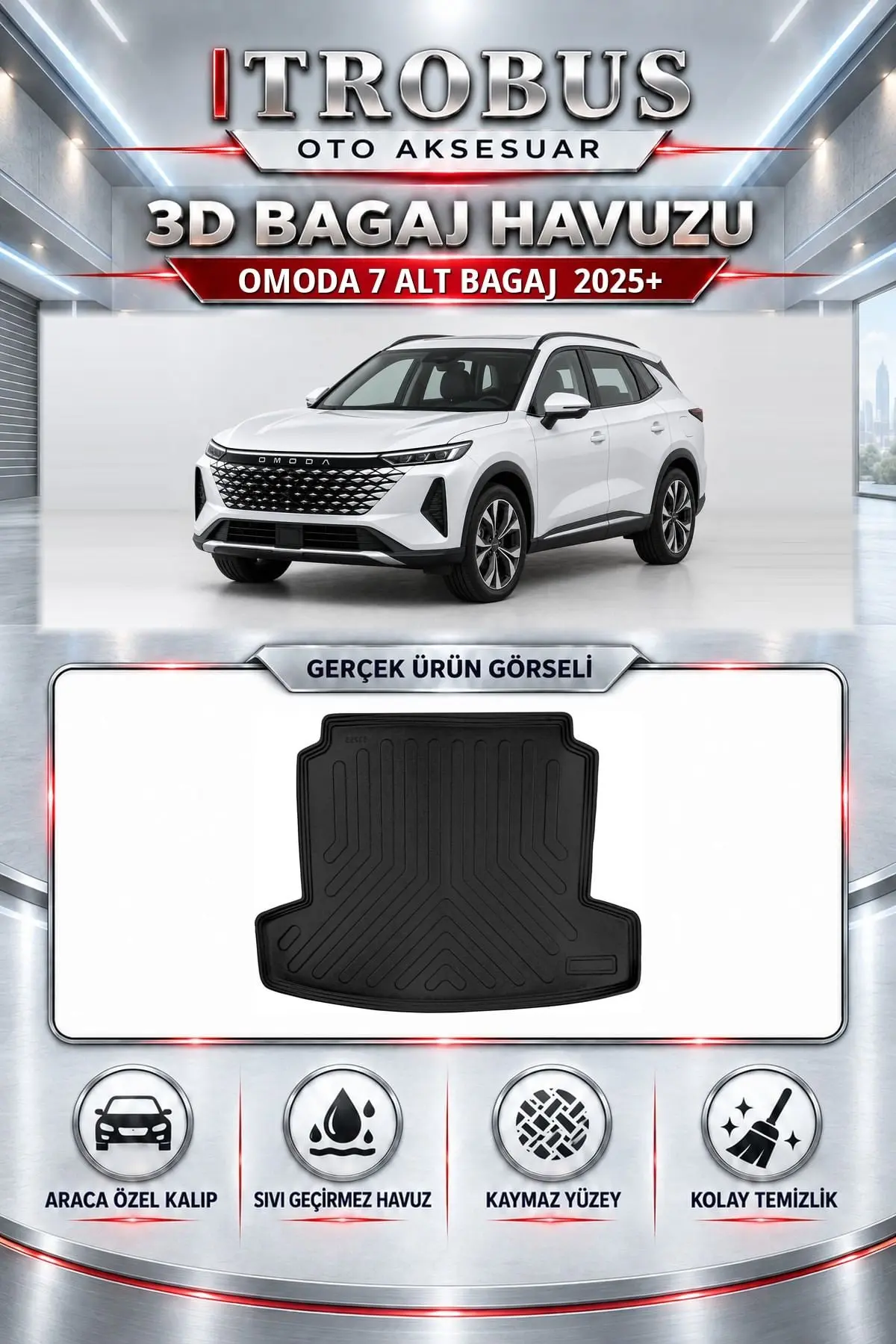 Omoda 7 2025 Sonrası Alt Bagaj Araca Özel 3D Bagaj Havuzu