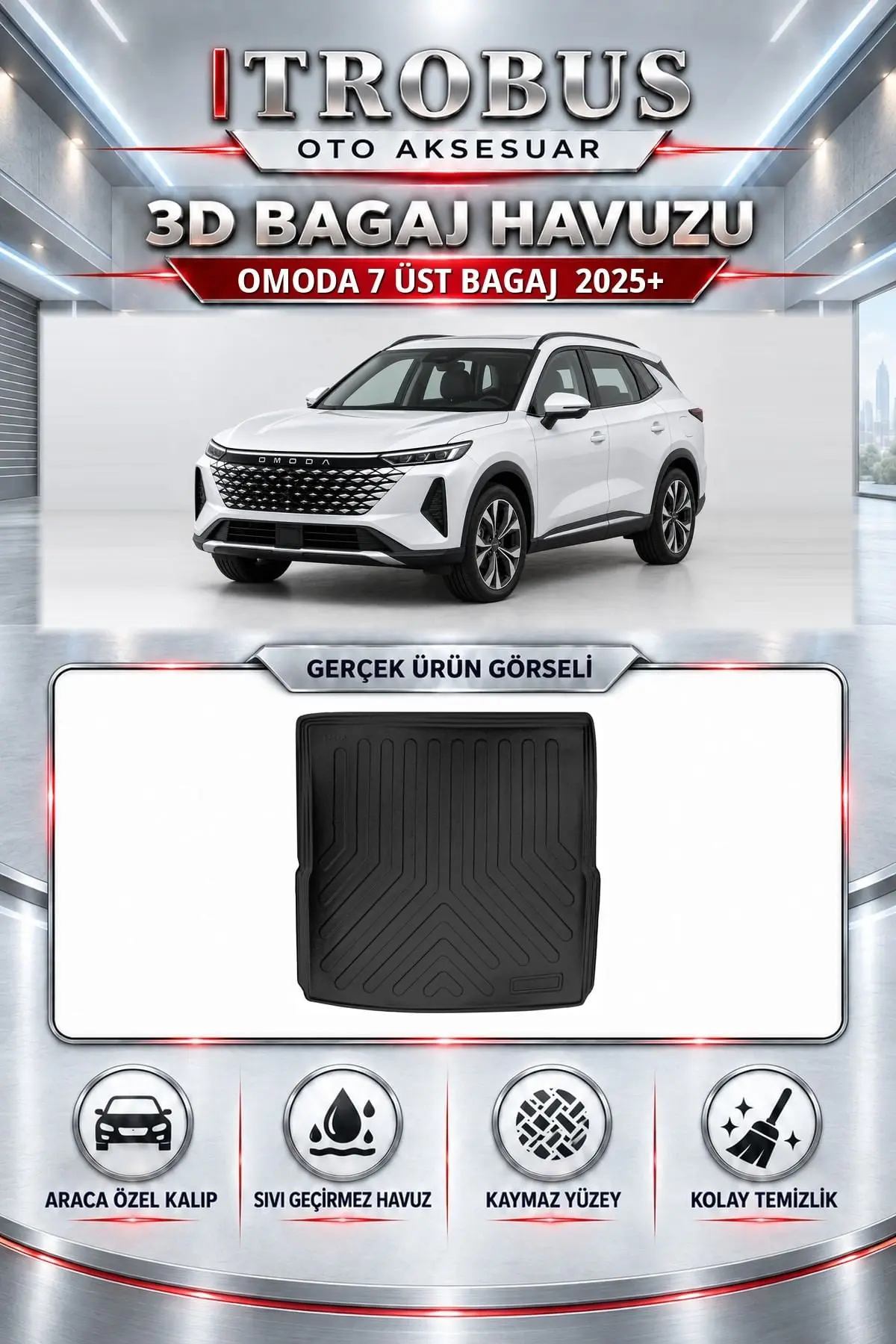 Omoda 7 2025 Sonrası Üst Bagaj Araca Özel 3D Bagaj Havuzu
