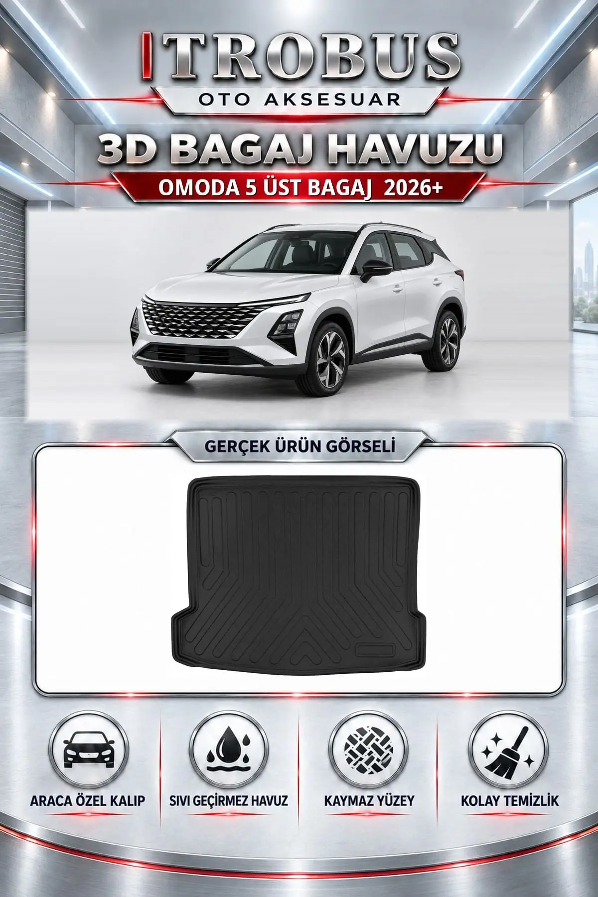 Omoda 5 2026 Sonrası Üst Bagaj Araca Özel 3D Bagaj Havuzu