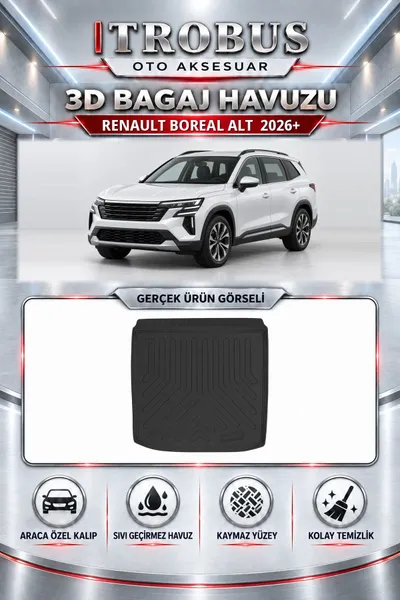 Renault Boreal 2026 Sonrası Alt Araca Özel 3D Bagaj Havuzu