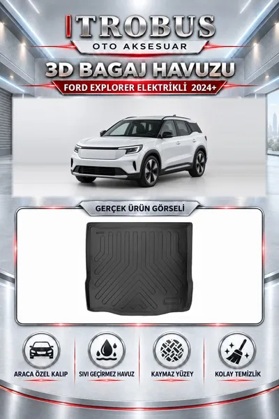 Ford Explorer Elektrikli 2024 Sonrası Araca Özel 3D Bagaj Havuzu