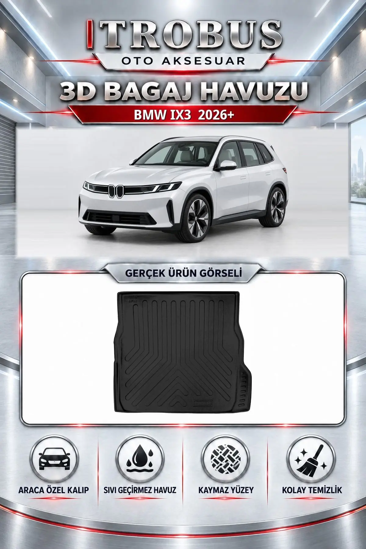 BMW iX3 2026 Sonrası Araca Özel 3D Bagaj Havuzu