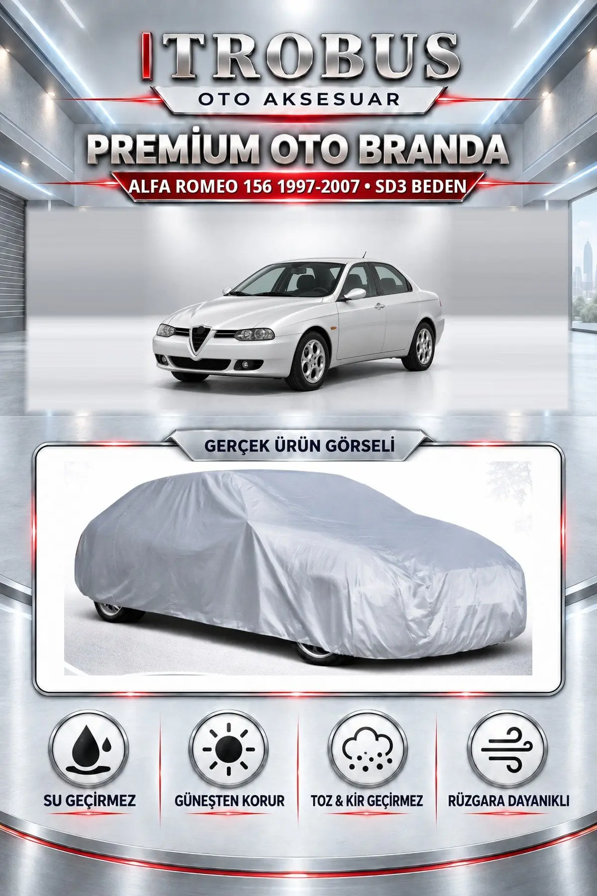 Alfa Romeo 156 GTA 2002-2005 Uyumlu Premium Oto Branda – SD3 Beden