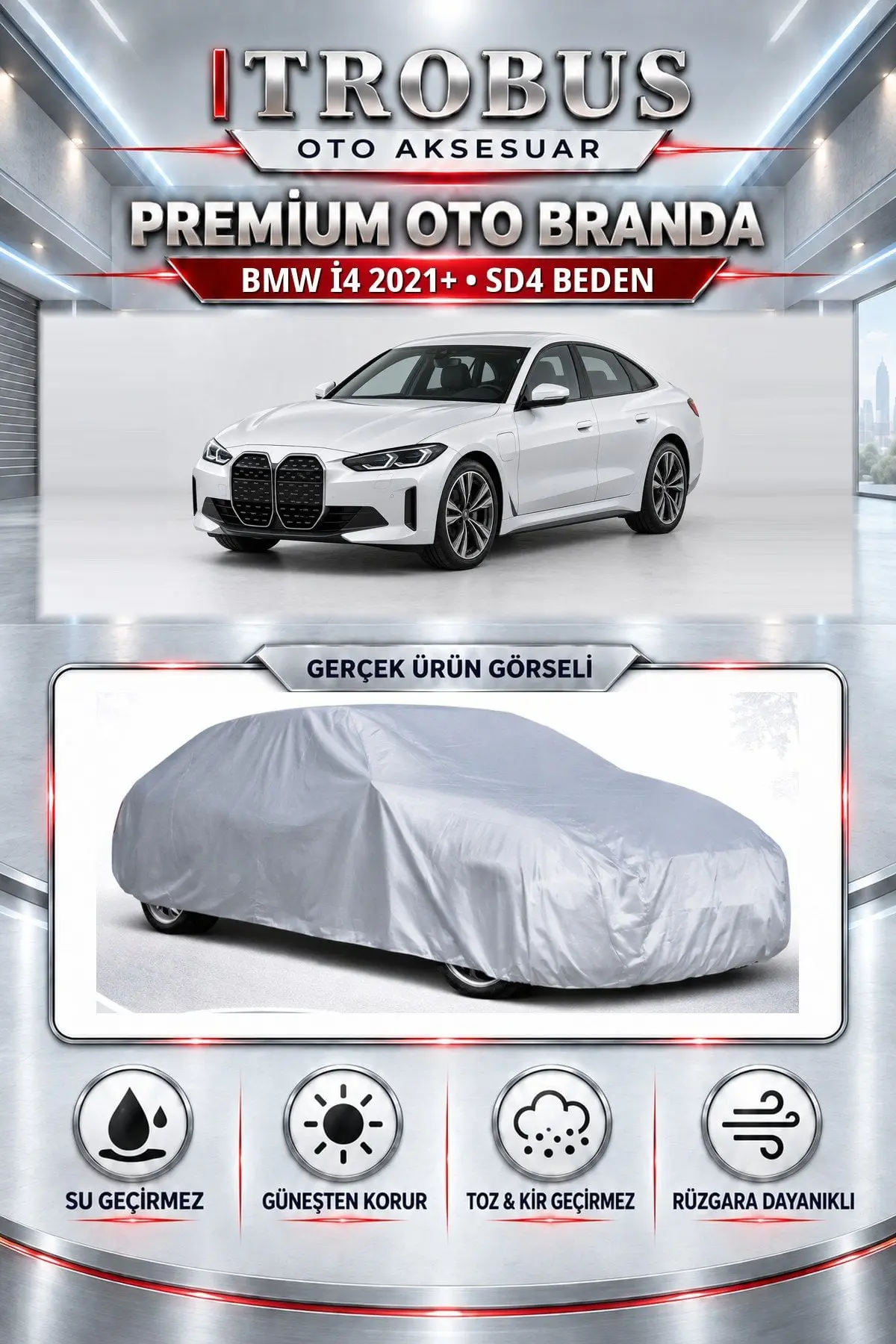 BMW i4 2021 ve Sonrası Uyumlu Premium Oto Branda – SD4 Beden