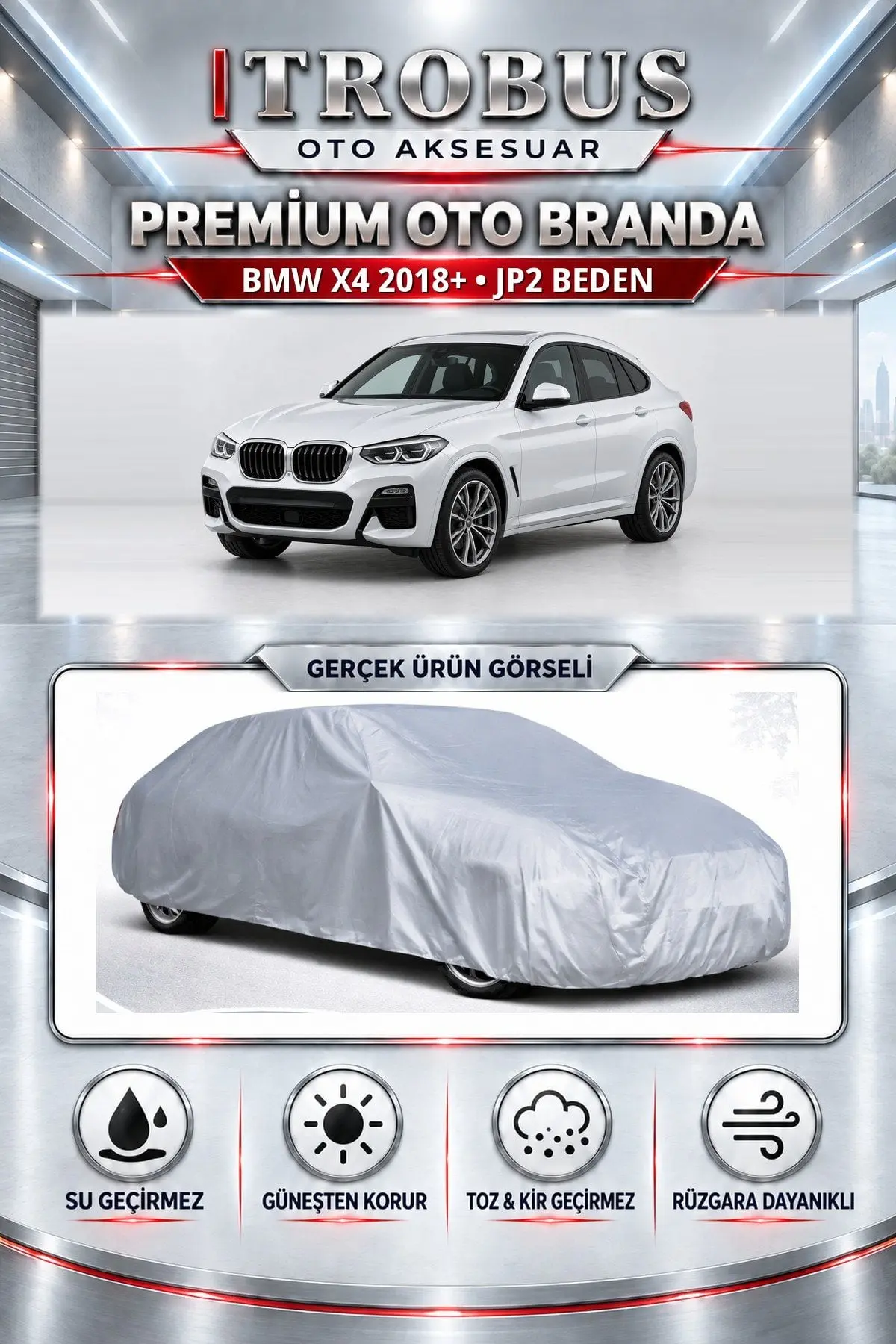 BMW X4 2018 ve Sonrası Uyumlu Premium Oto Branda – JP2 Beden