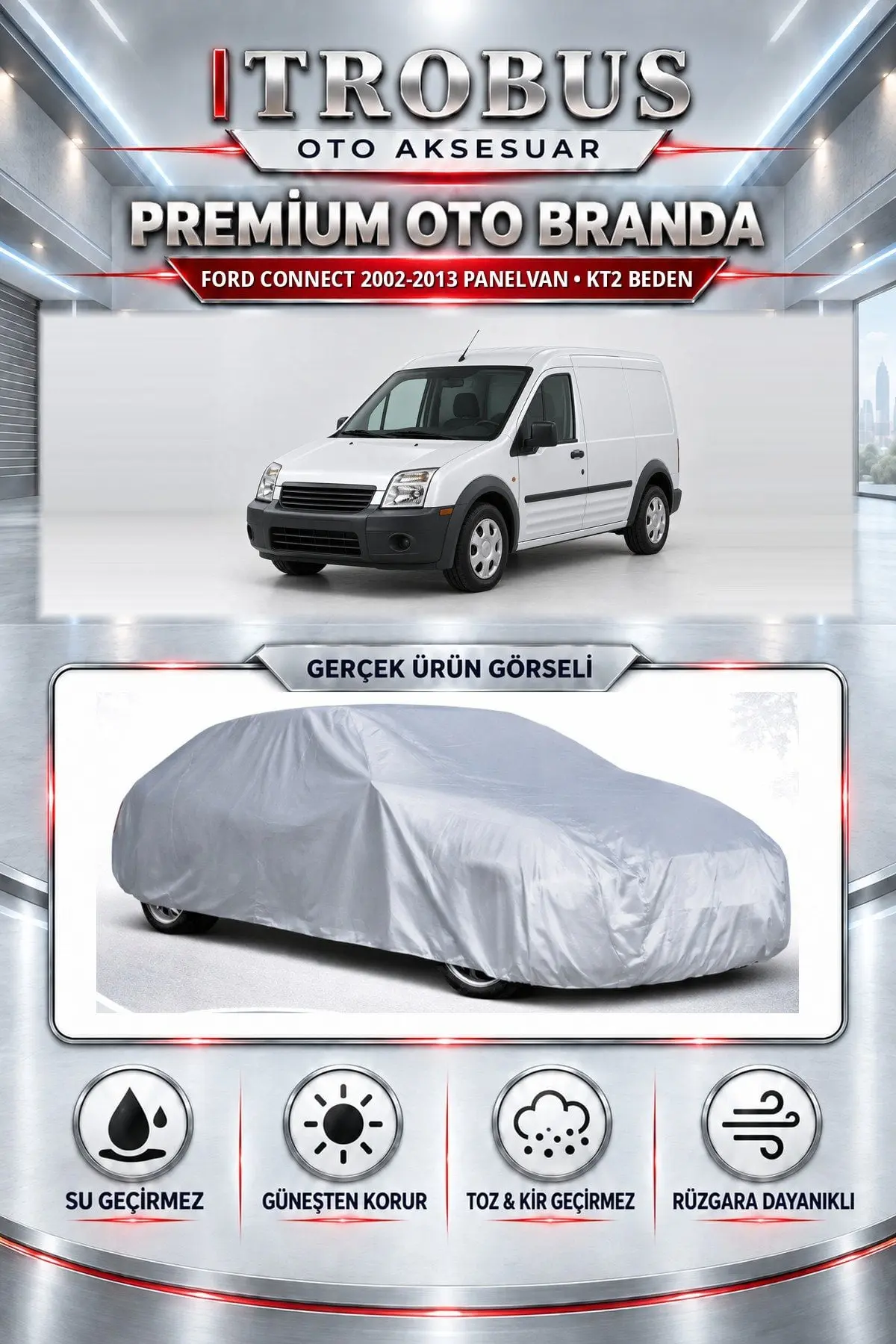 Ford Connect 2002 ve Sonrası Uyumlu Premium Oto Branda – KT2 Beden