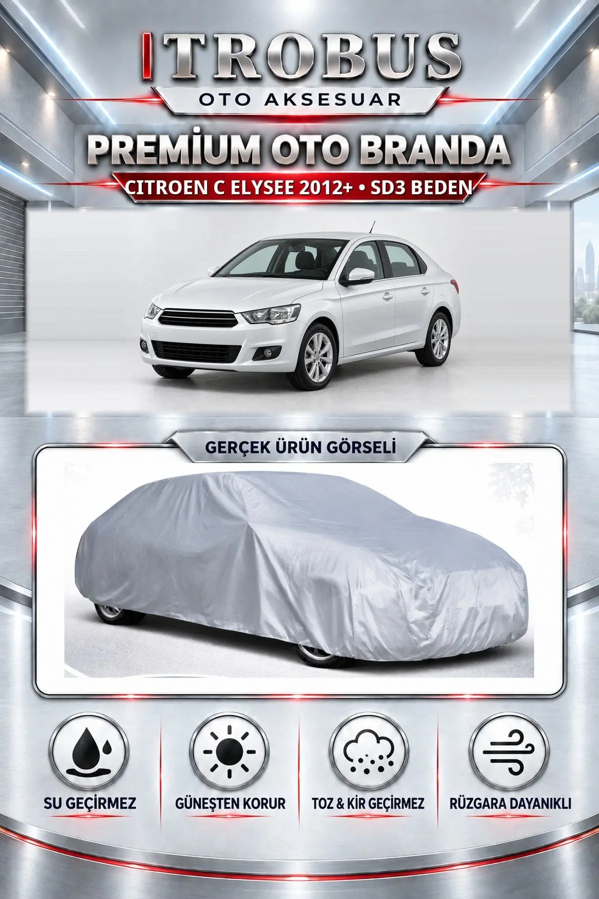 Citroen C-elysee 2012 ve Sonrası Uyumlu Premium Oto Branda – SD3 Beden