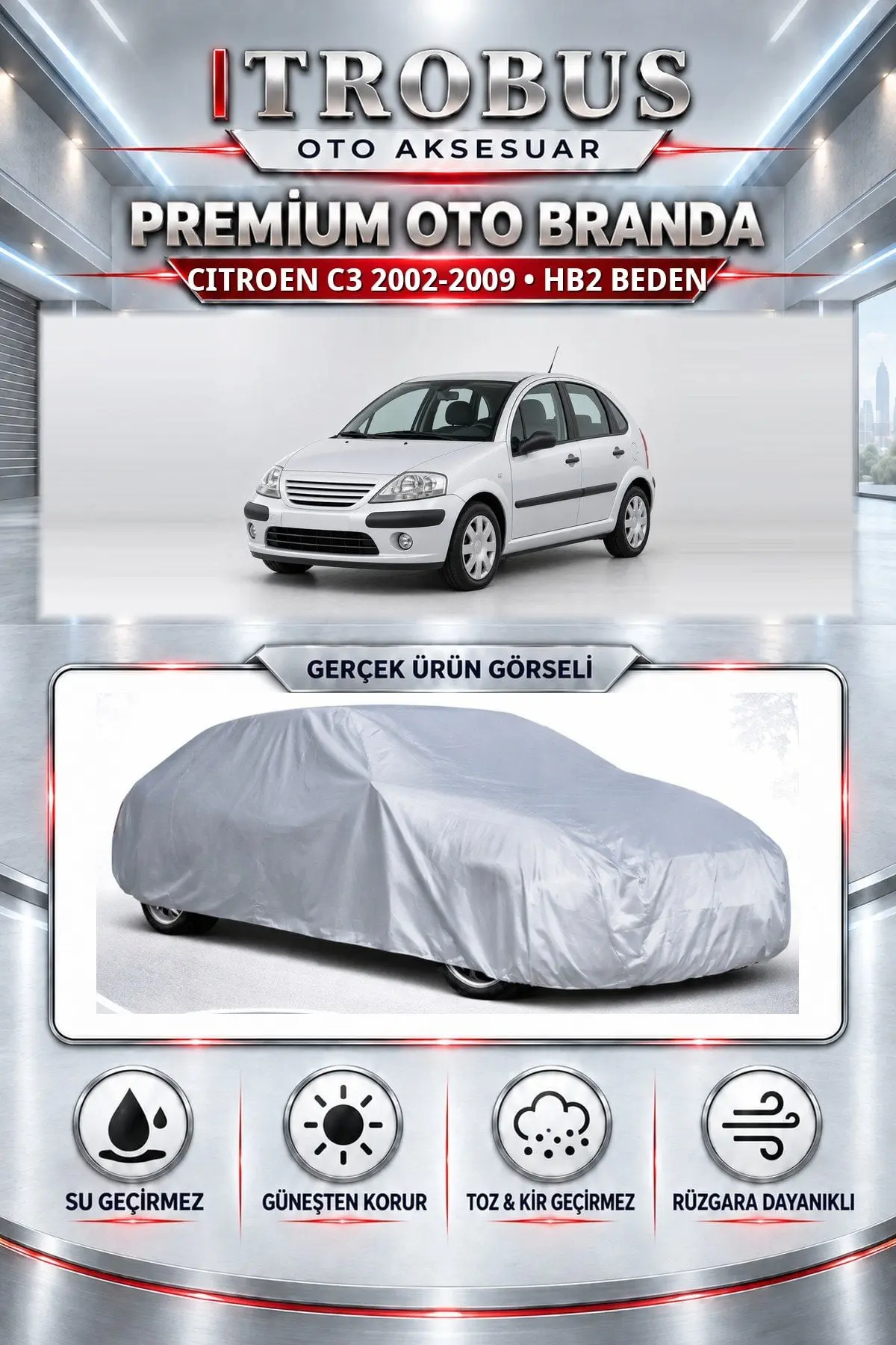 Citroen C3 2008 ve Öncesi Uyumlu Premium Oto Branda – HB2 Beden