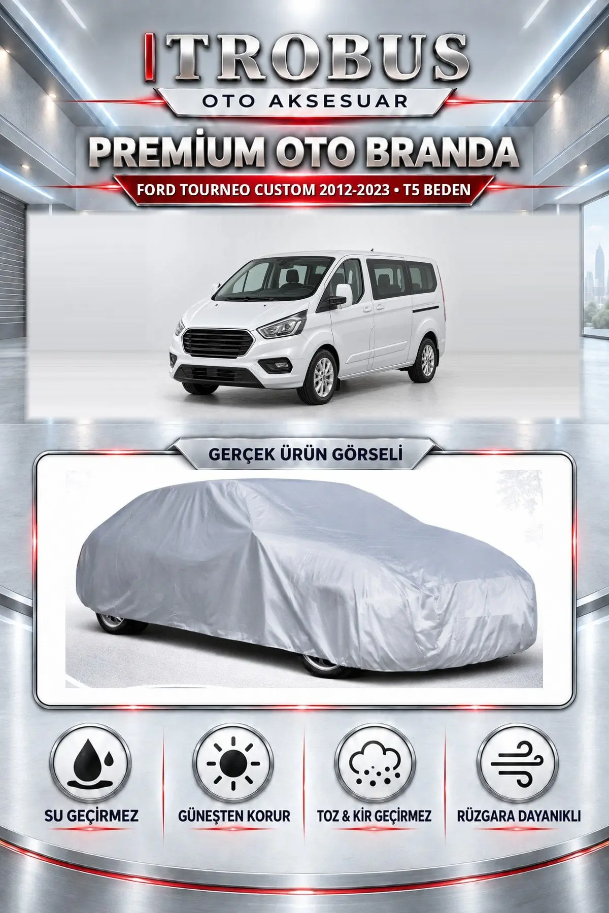 Ford Tourneo Custom 2012 ve Sonrası Uyumlu Premium Oto Branda – T5 Beden