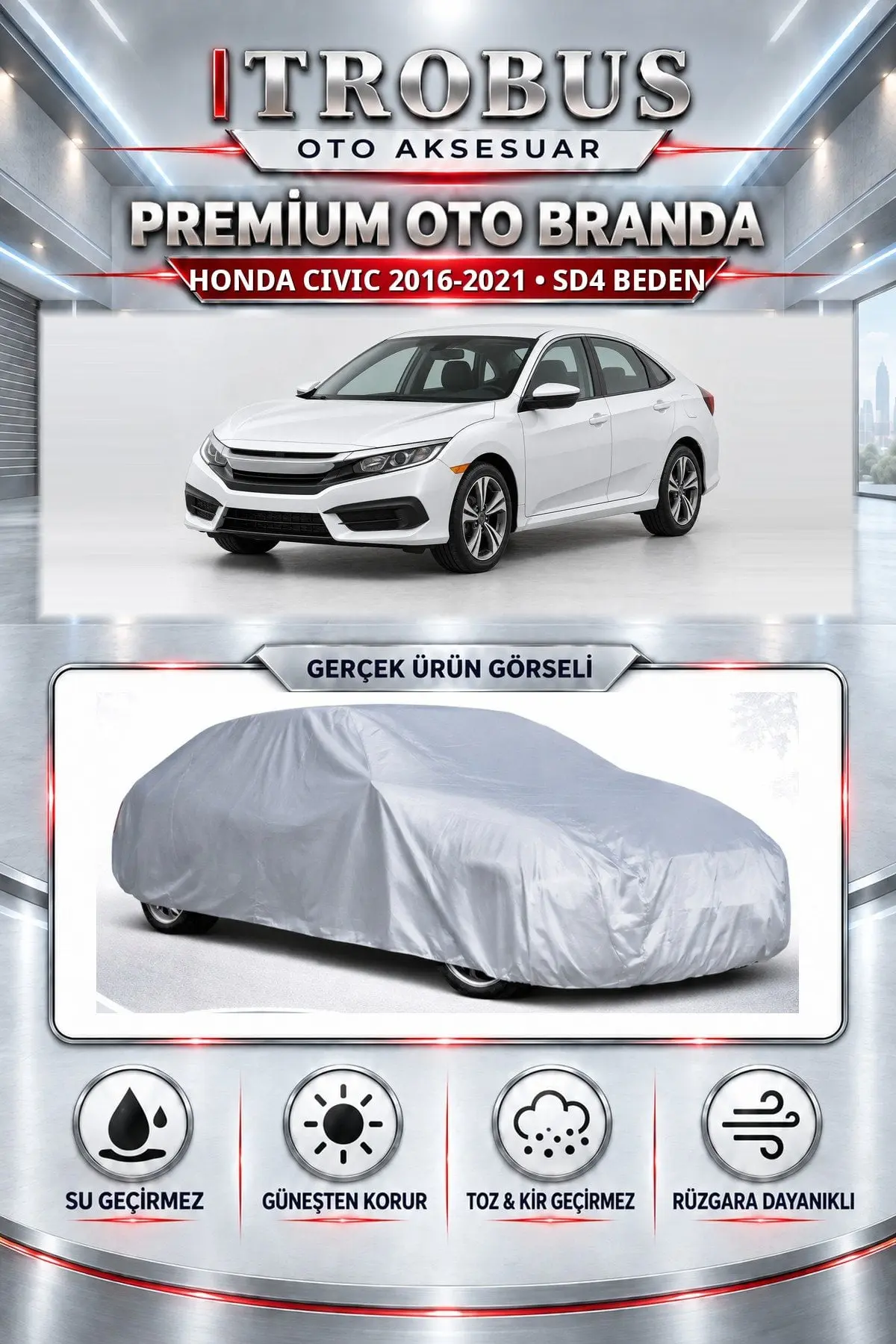 Honda Civic 4 kapı 2015 ve Sonrası Uyumlu Premium Oto Branda – SD4 Beden