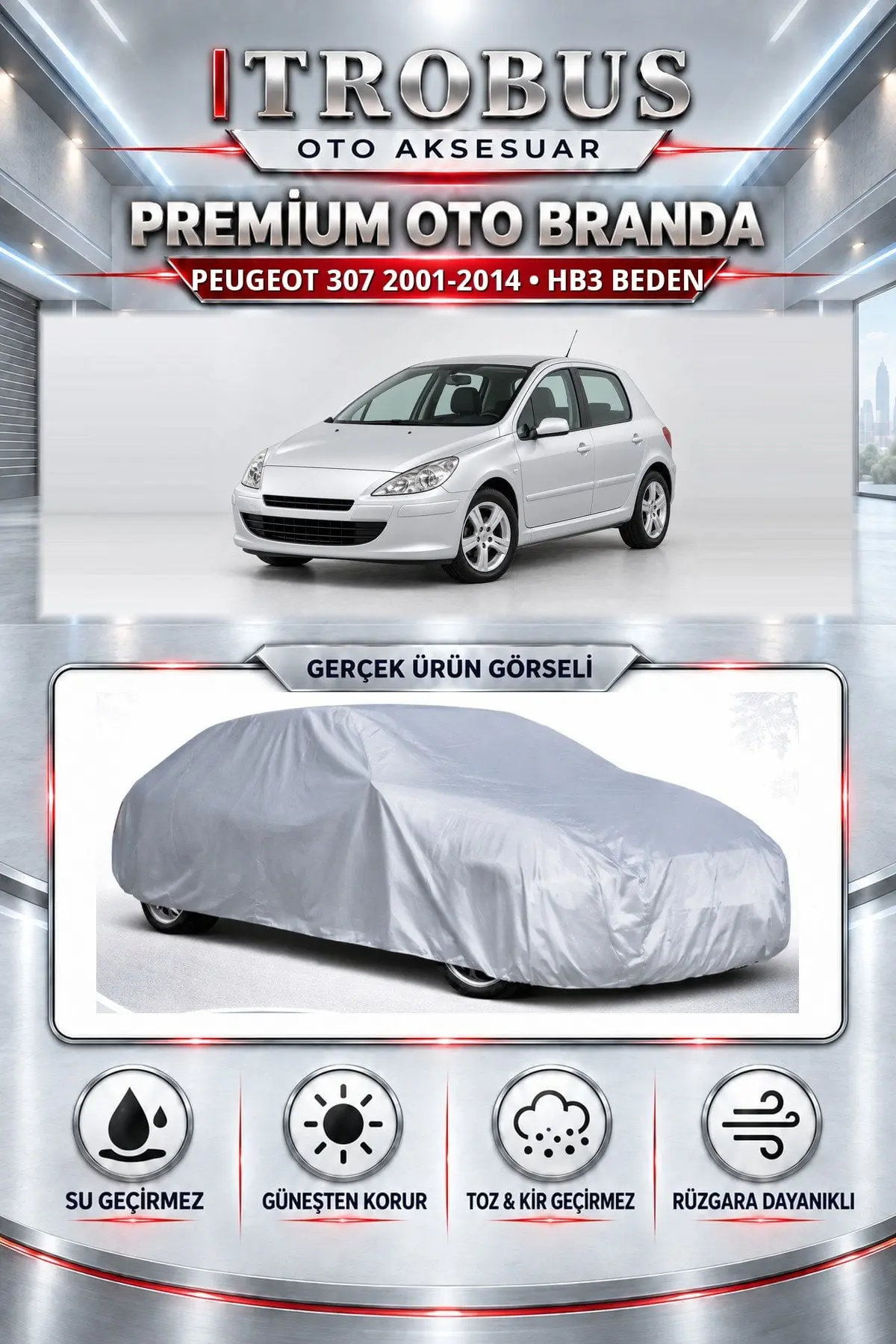 Peugeot 307 2001-2008 Uyumlu Premium Oto Branda – HB3 Beden