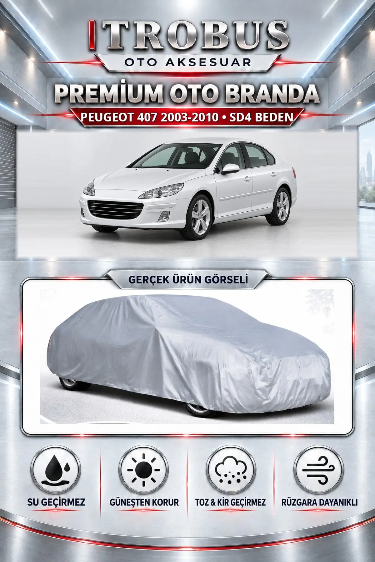Peugeot 407 2004-2011 Uyumlu Premium Oto Branda – SD4 Beden
