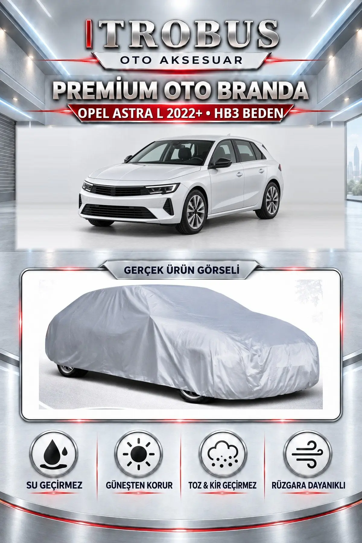 Opel Astra L 2021 ve Sonrası Uyumlu Premium Oto Branda – HB3 Beden