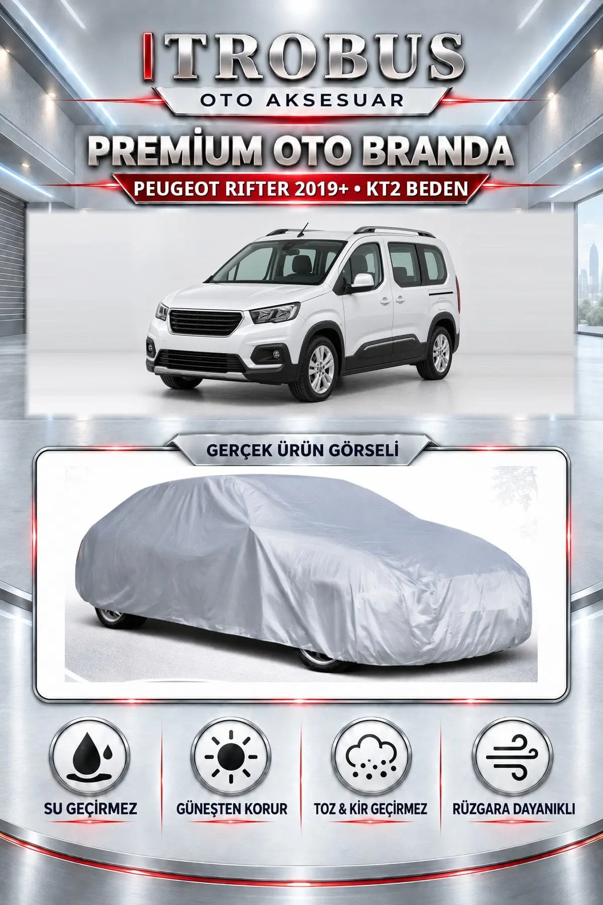 Peugeot Rifter 2018 ve Sonrası Uyumlu Premium Oto Branda – KT2 Beden