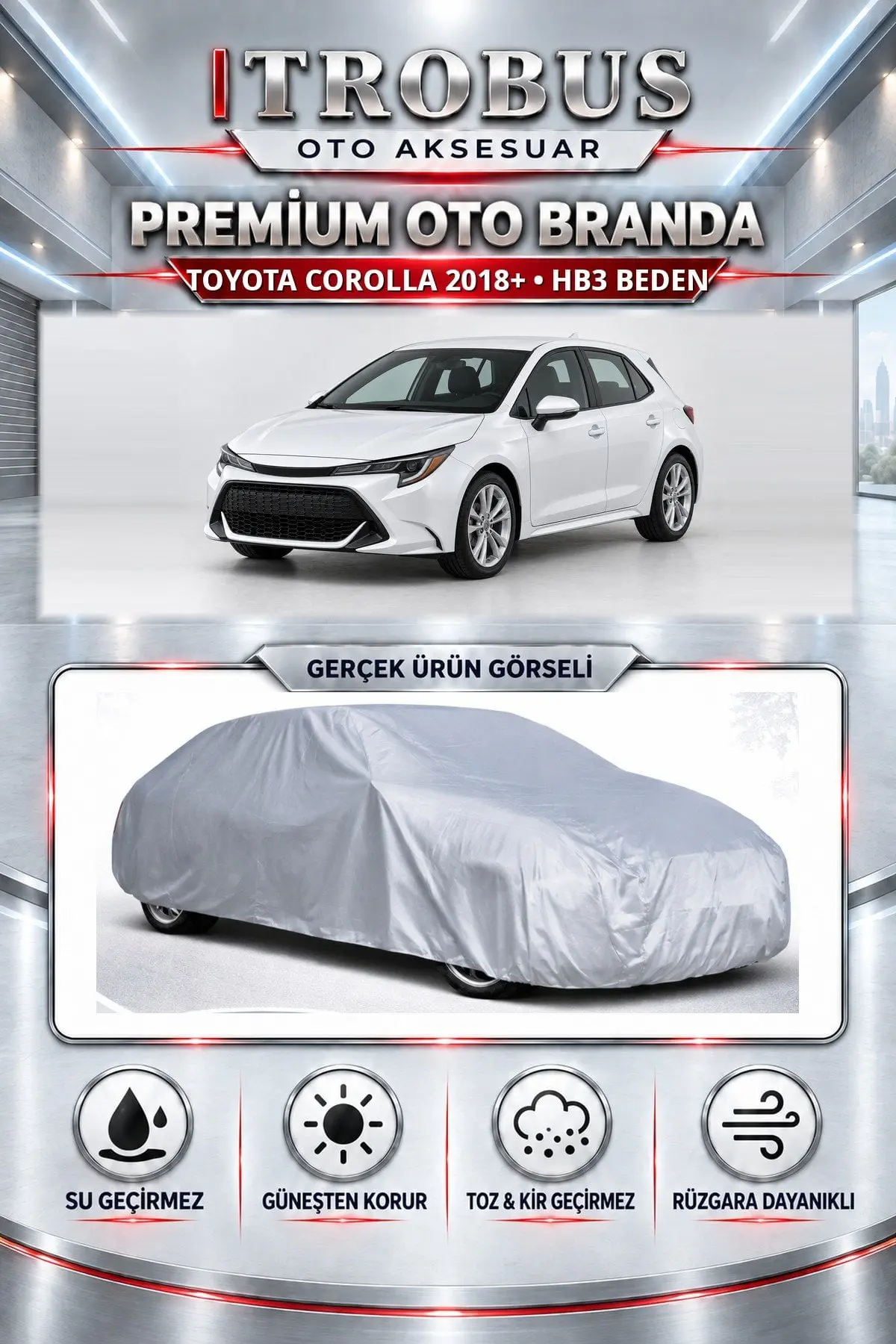Toyota Corolla Hatchback 2019 ve Sonrası Uyumlu Premium Oto Branda – HB3 Beden