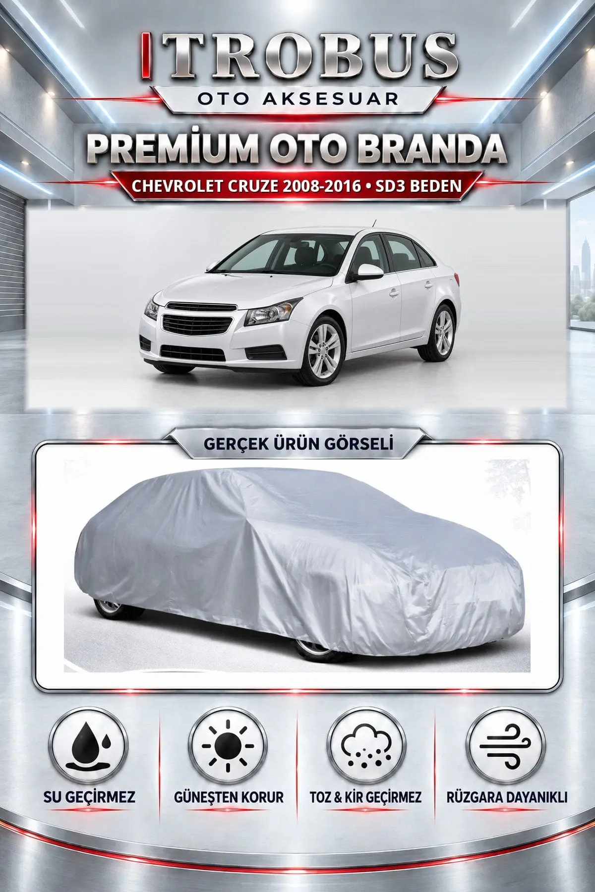 Chevrolet Cruze 4 kapı 2009 ve Sonrası Uyumlu Premium Oto Branda – SD3 Beden