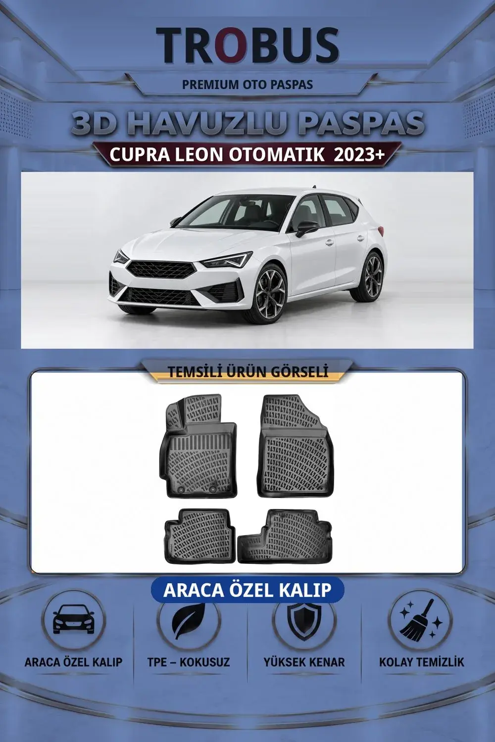 Cupra Leon Otomatik 2023+ Araca Özel 3D Havuzlu Paspas Siyah - İtibar
