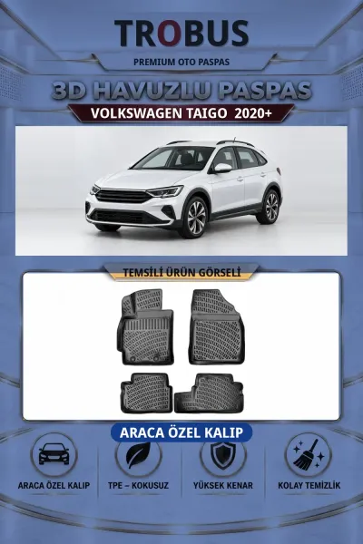 Volkswagen Taigo 2020+ Araca Özel 3D Havuzlu Paspas Siyah