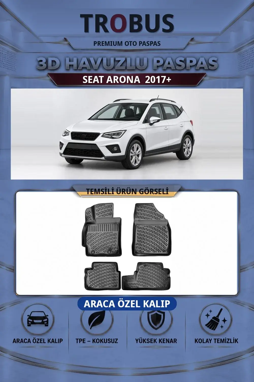 Seat Arona 2017+ Araca Özel 3D Havuzlu Paspas Siyah - İtibar