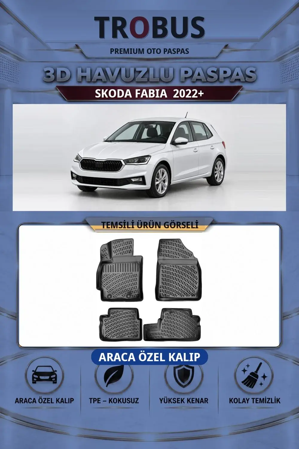 Skoda Fabia 2022+ Araca Özel 3D Havuzlu Paspas Siyah - İtibar