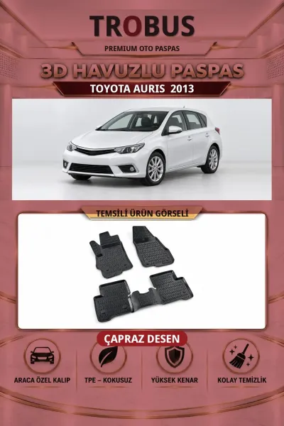 Toyota Auris 2013 Çapraz Desen 3D Havuzlu Oto Paspas Seti