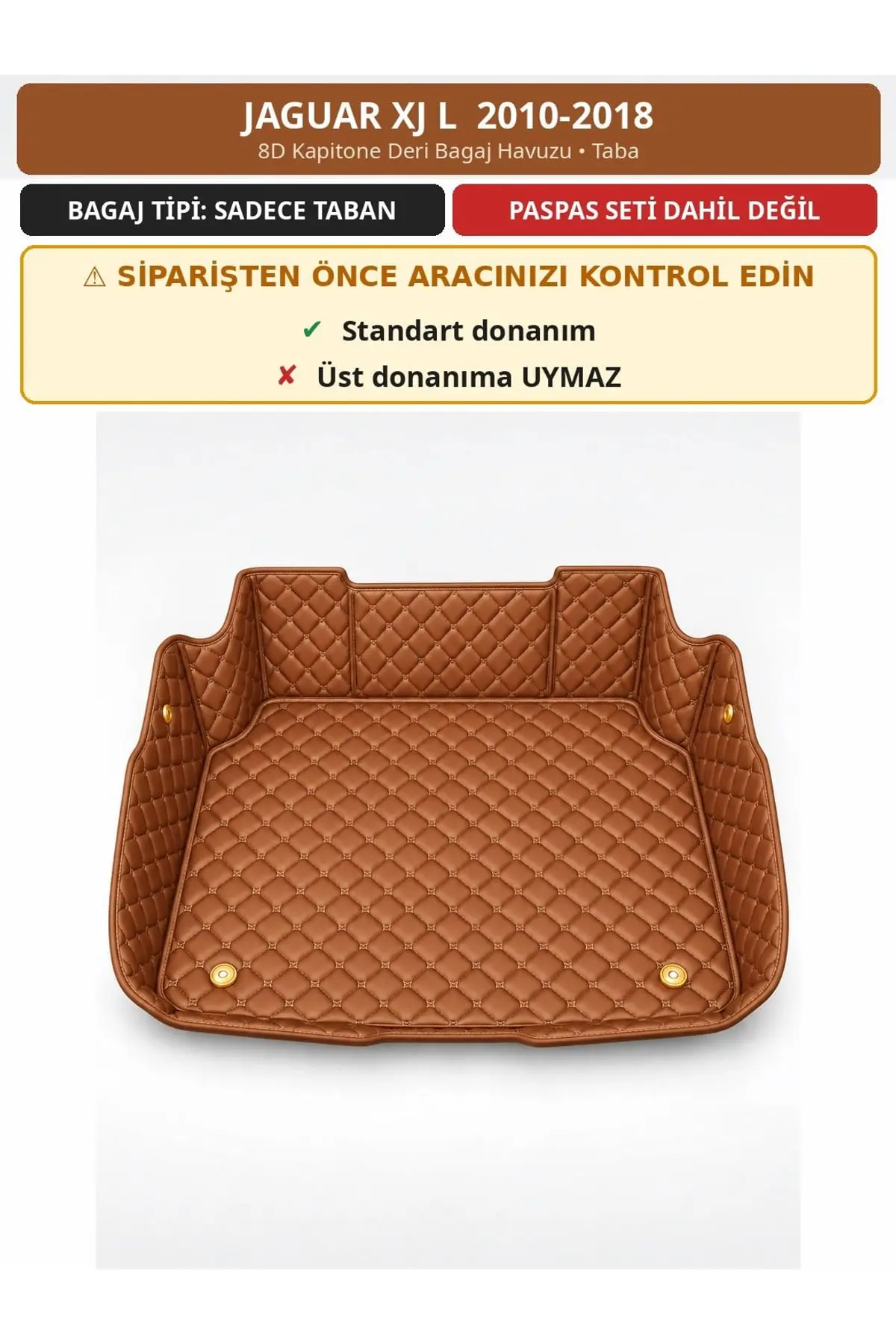 Jaguar XJ L 2010-2018 8D Kapitone Deri Bagaj Havuzu Taba 1