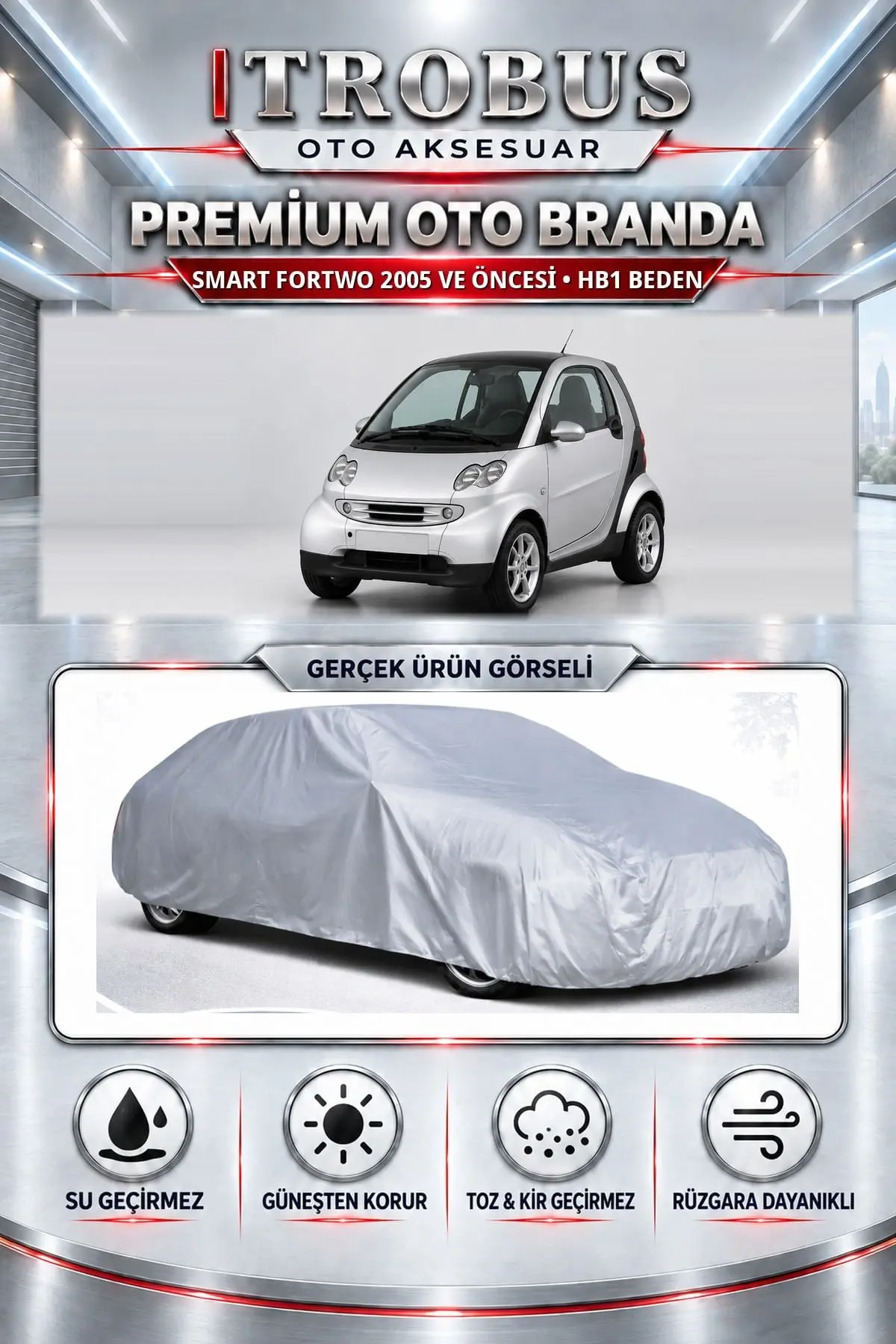 Smart Fortwo 2005 ve Öncesi Uyumlu Premium Oto Branda – HB1 Beden