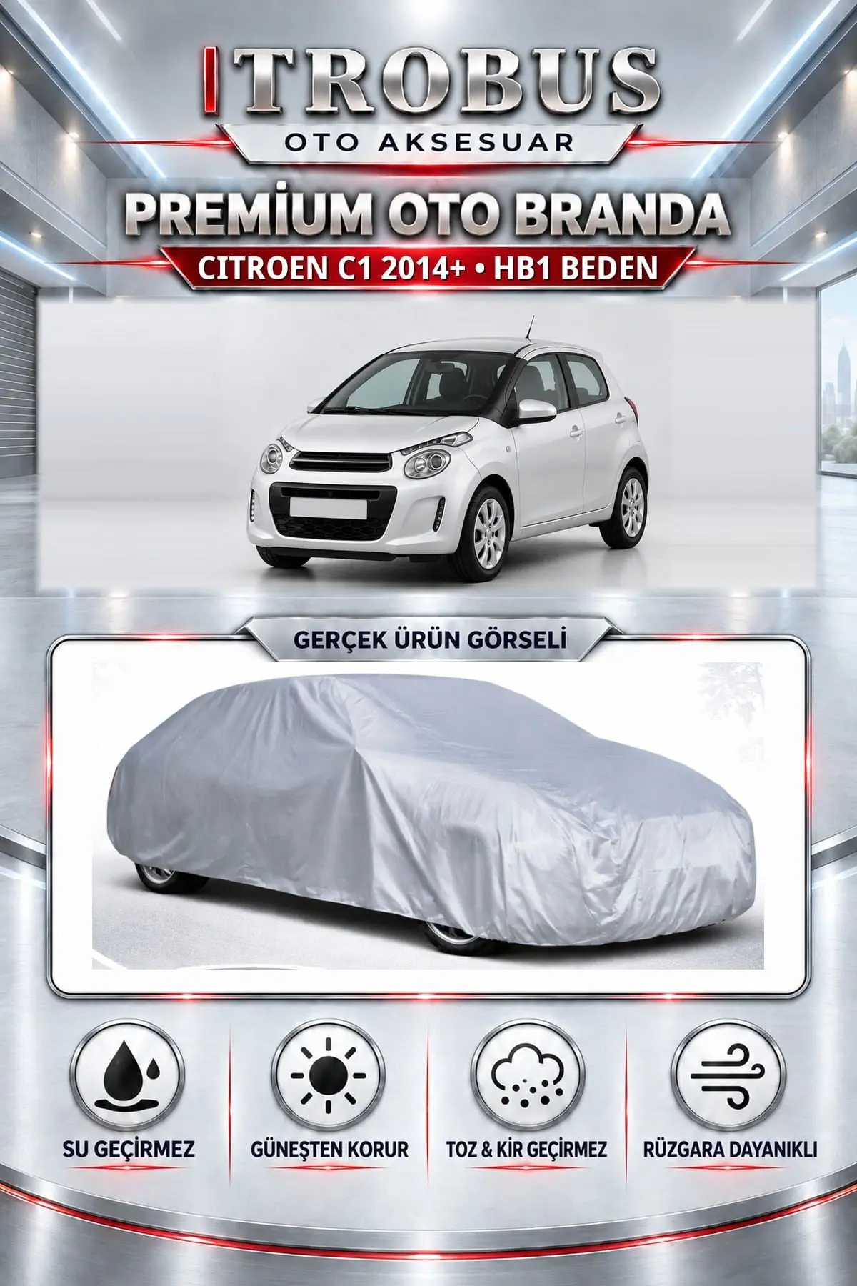 Citroen C1 2014 ve Sonrası Uyumlu Premium Oto Branda – HB1 Beden