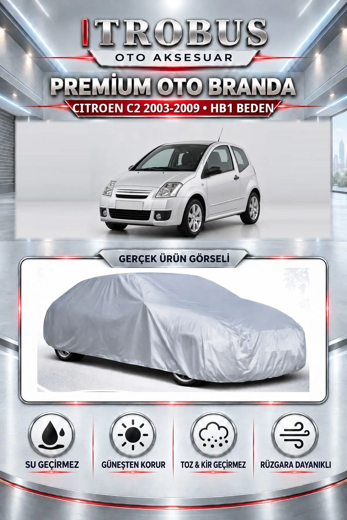 Citroen C2 2003-2009 Uyumlu Premium Oto Branda – HB1 Beden