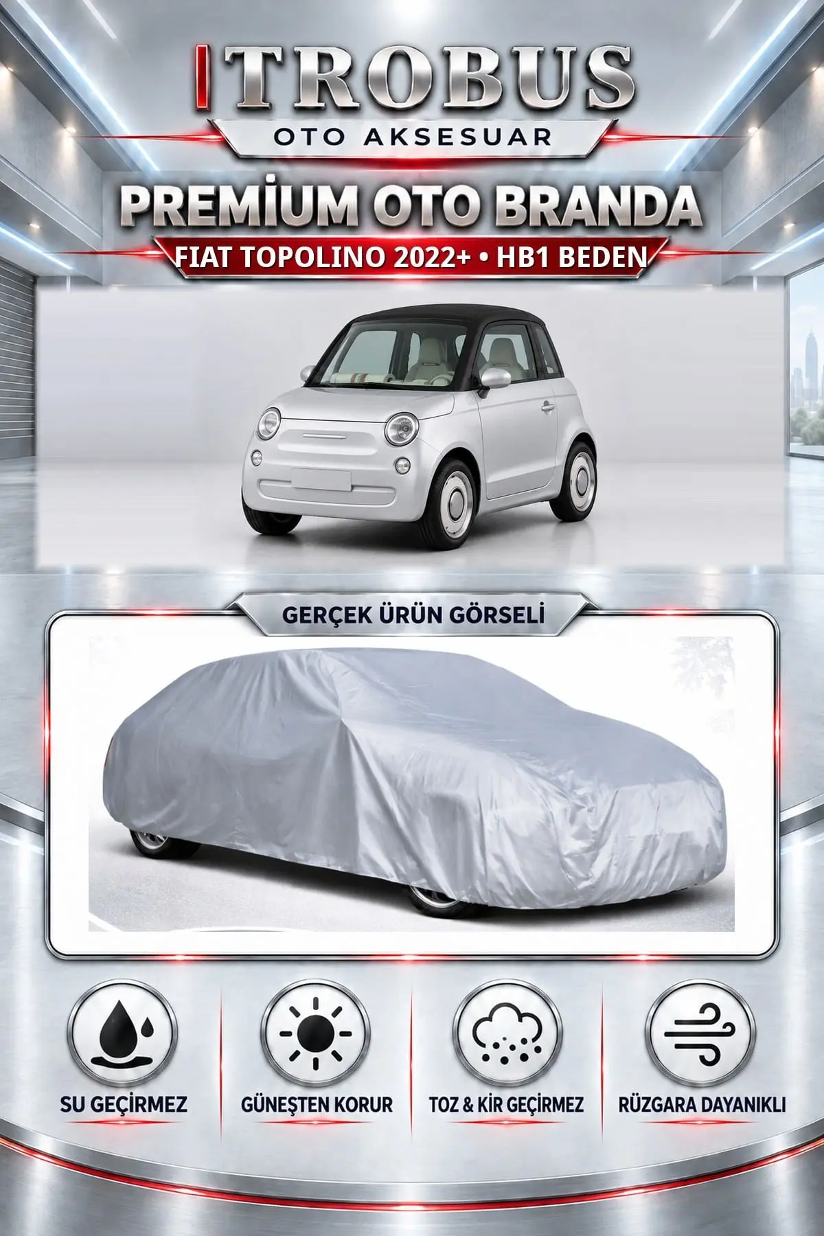 Fiat Topolino 2022 ve Sonrası Uyumlu Premium Oto Branda – HB1 Beden