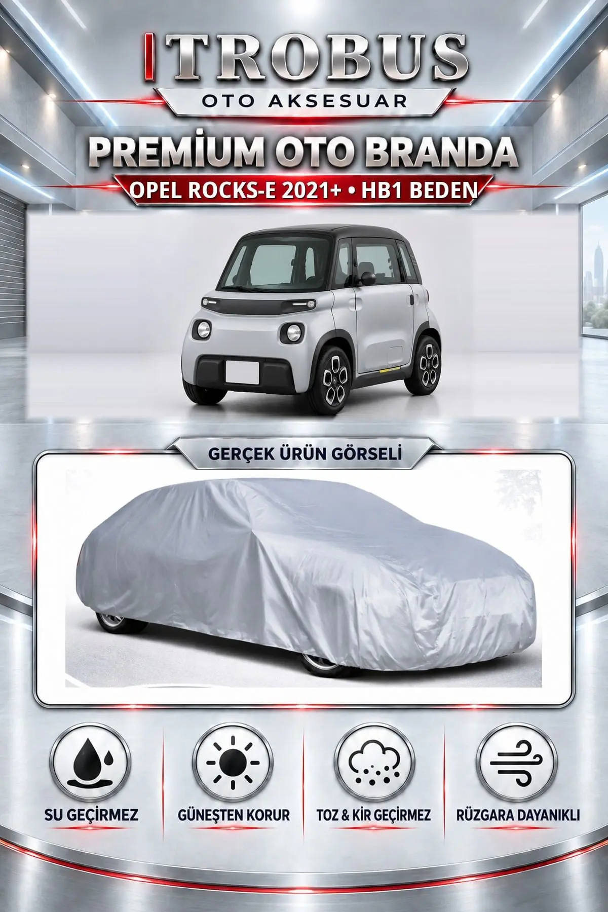 Opel Rocks-e 2021 ve Sonrası Uyumlu Premium Oto Branda – HB1 Beden