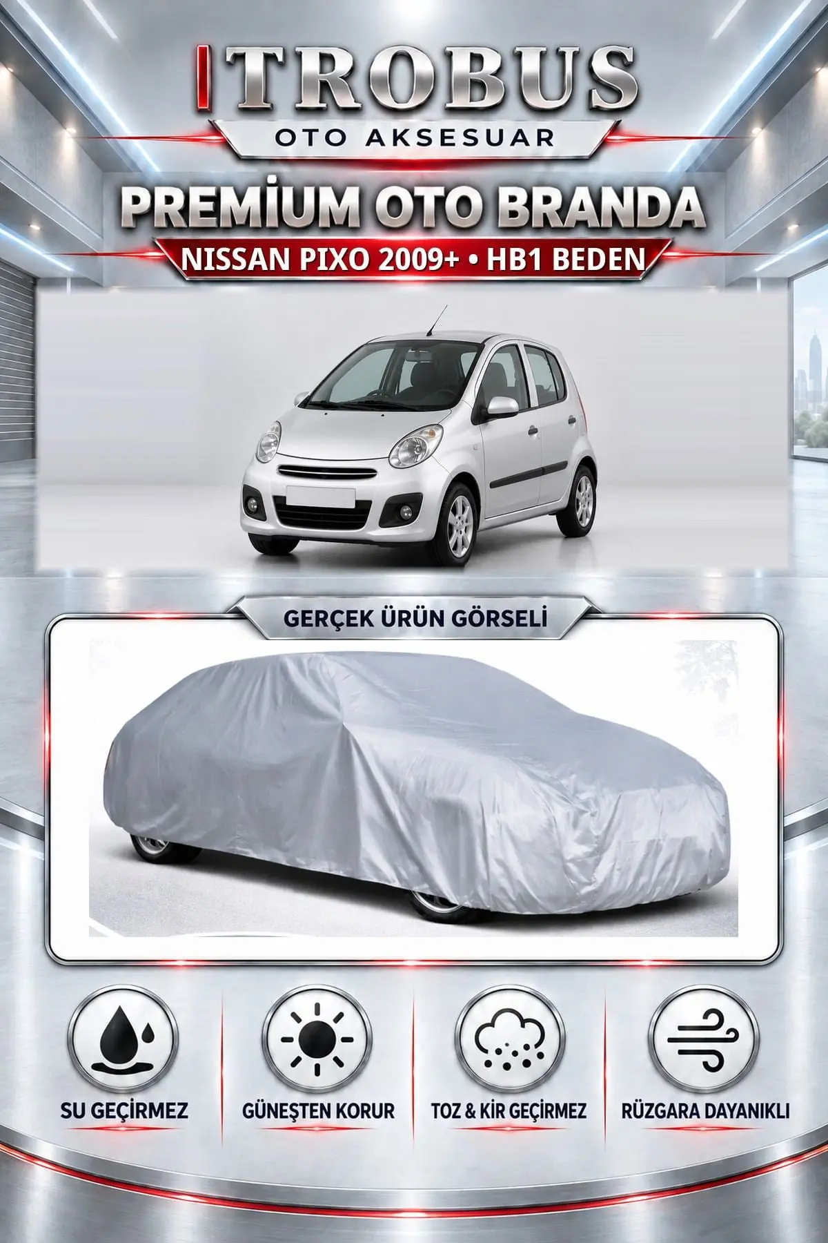 Nissan Pixo 2009 ve Sonrası Uyumlu Premium Oto Branda – HB1 Beden