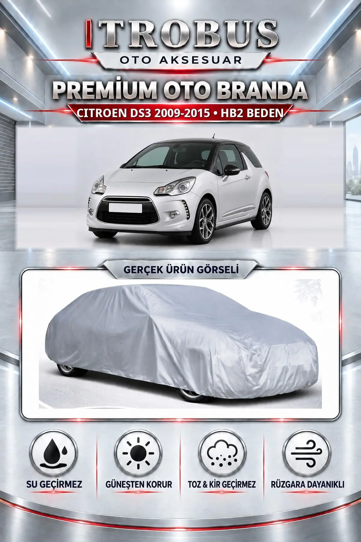 Citroen DS3 2009-2015 Uyumlu Premium Oto Branda – HB2 Beden