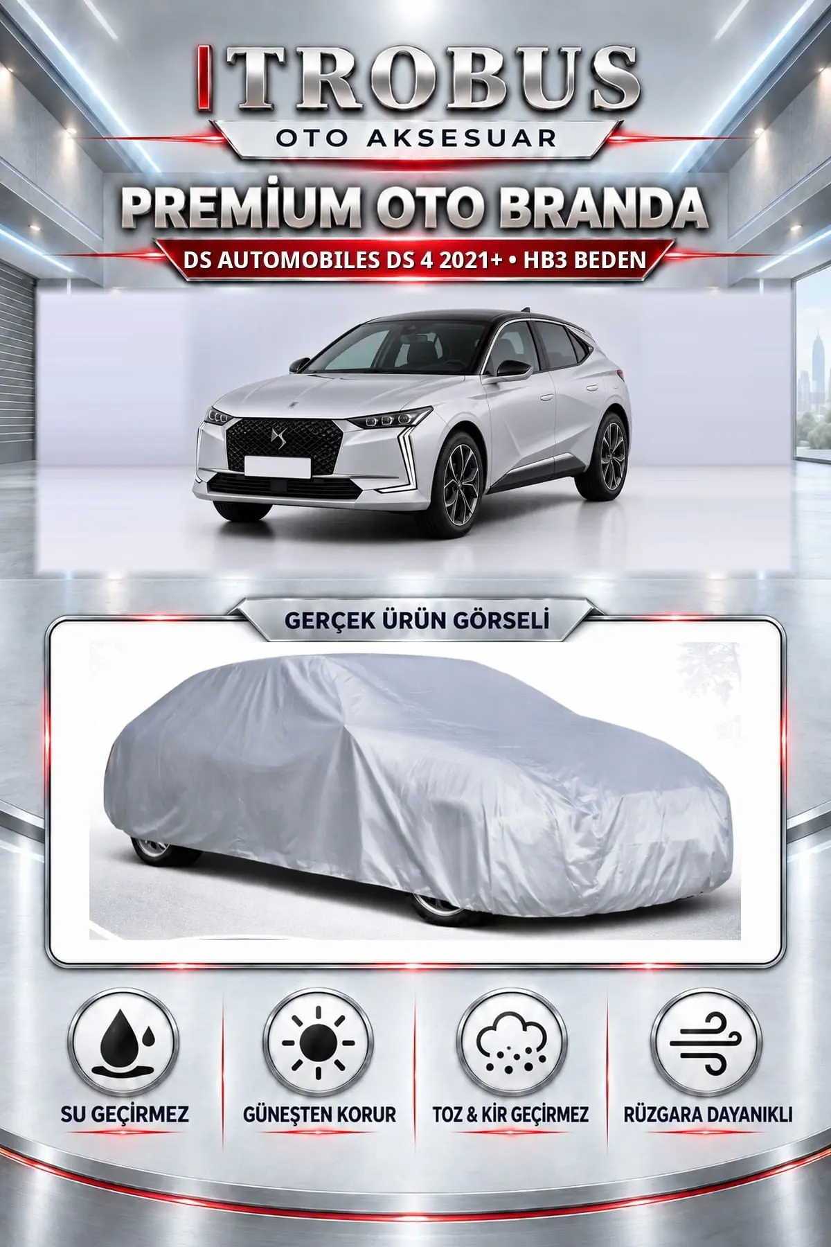 DS Automobiles DS 4 2021 ve Sonrası Uyumlu Premium Oto Branda – HB3 Beden