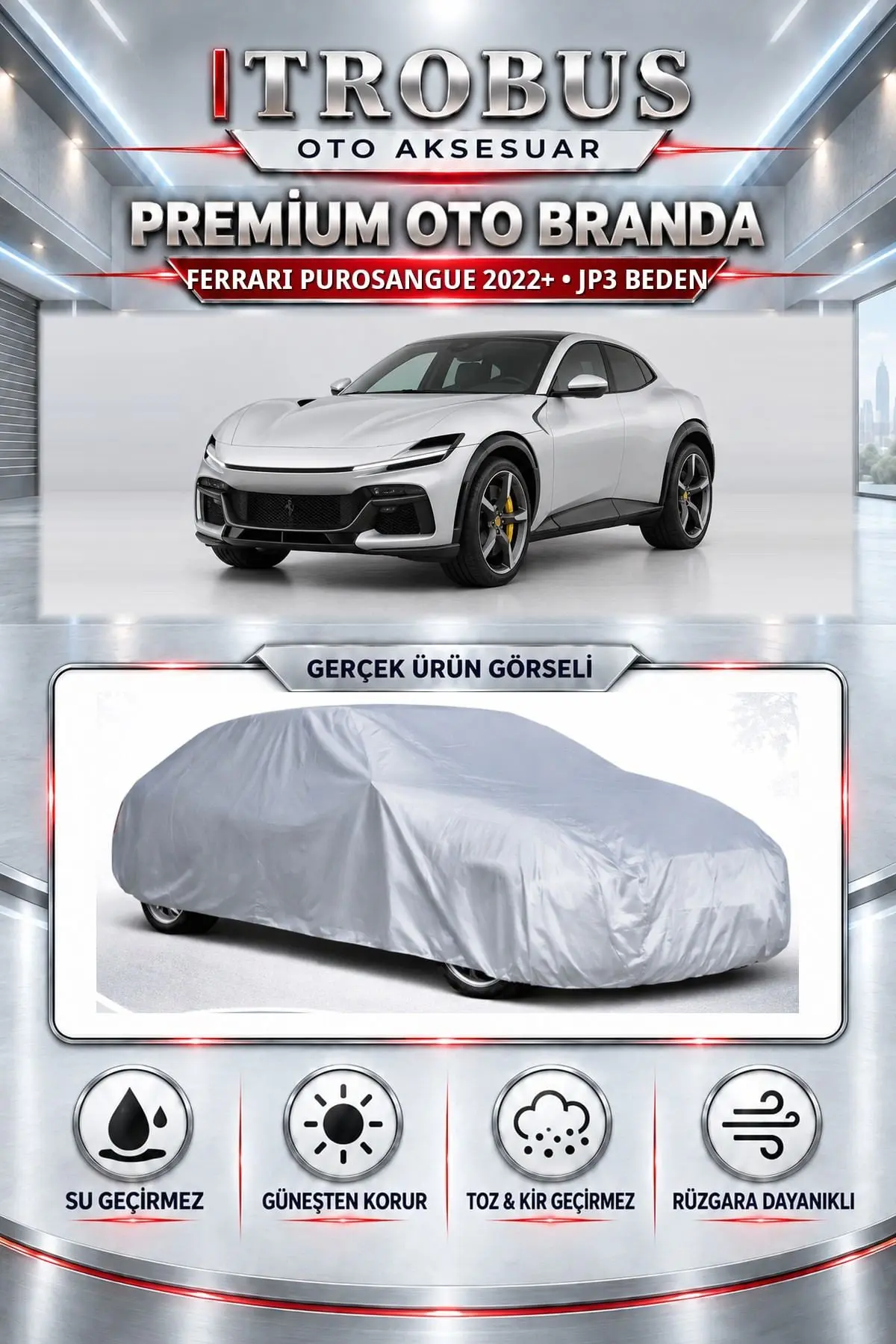Ferrari Purosangue 2022 ve Sonrası Uyumlu Premium Oto Branda – JP3 Beden