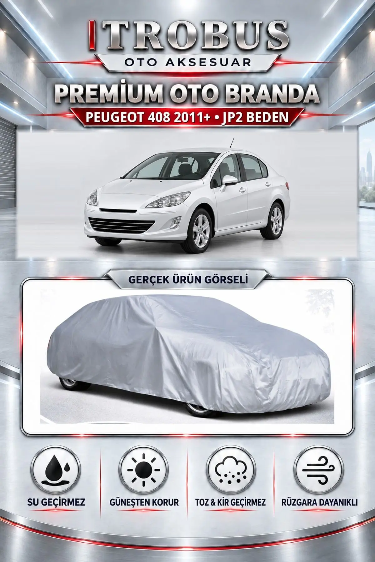 Peugeot 408 2011 ve Sonrası Uyumlu Premium Oto Branda – JP2 Beden