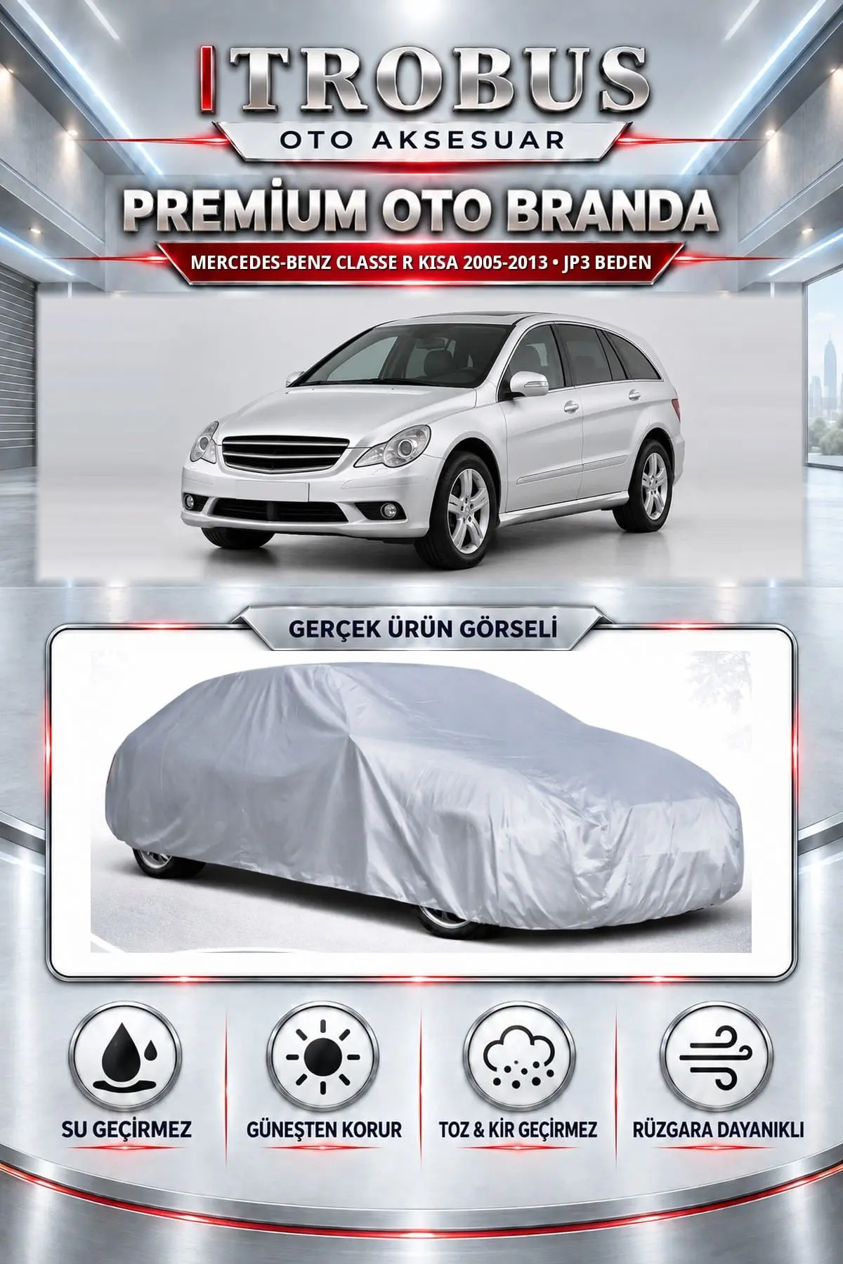 Mercedes-Benz Classe R uzun 2005-2013 Uyumlu Premium Oto Branda – JP3 Beden