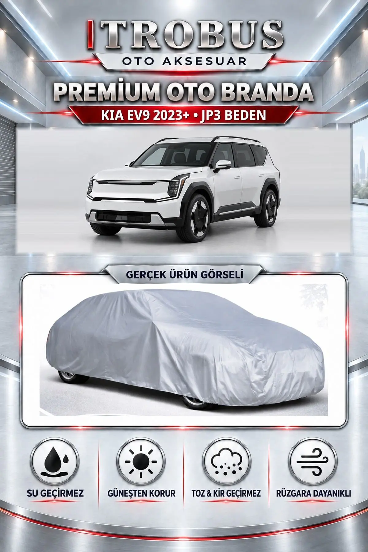 KIA EV9 2023 ve Sonrası Uyumlu Premium Oto Branda – JP3 Beden