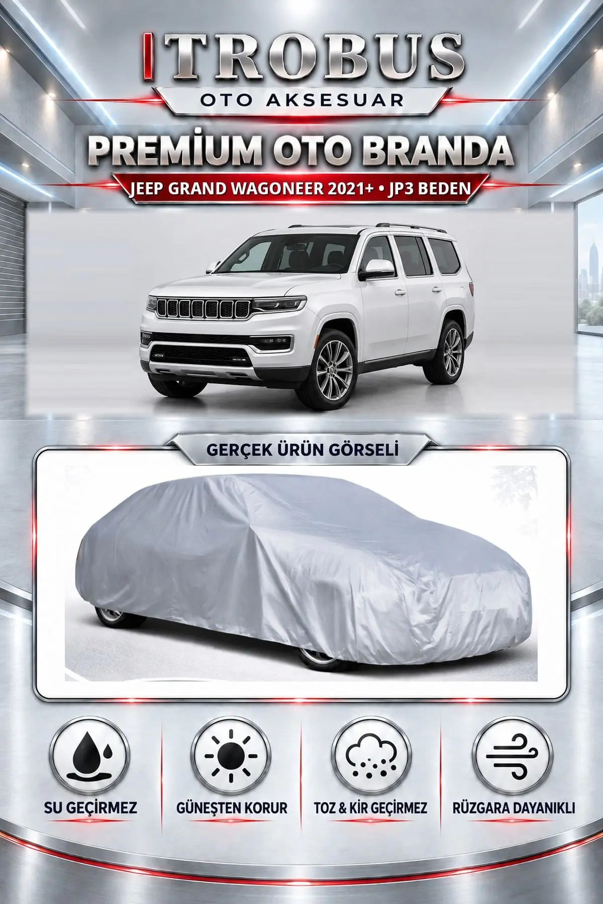 Jeep Grand Wagoneer 2021 ve Sonrası Uyumlu Premium Oto Branda – JP3 Beden