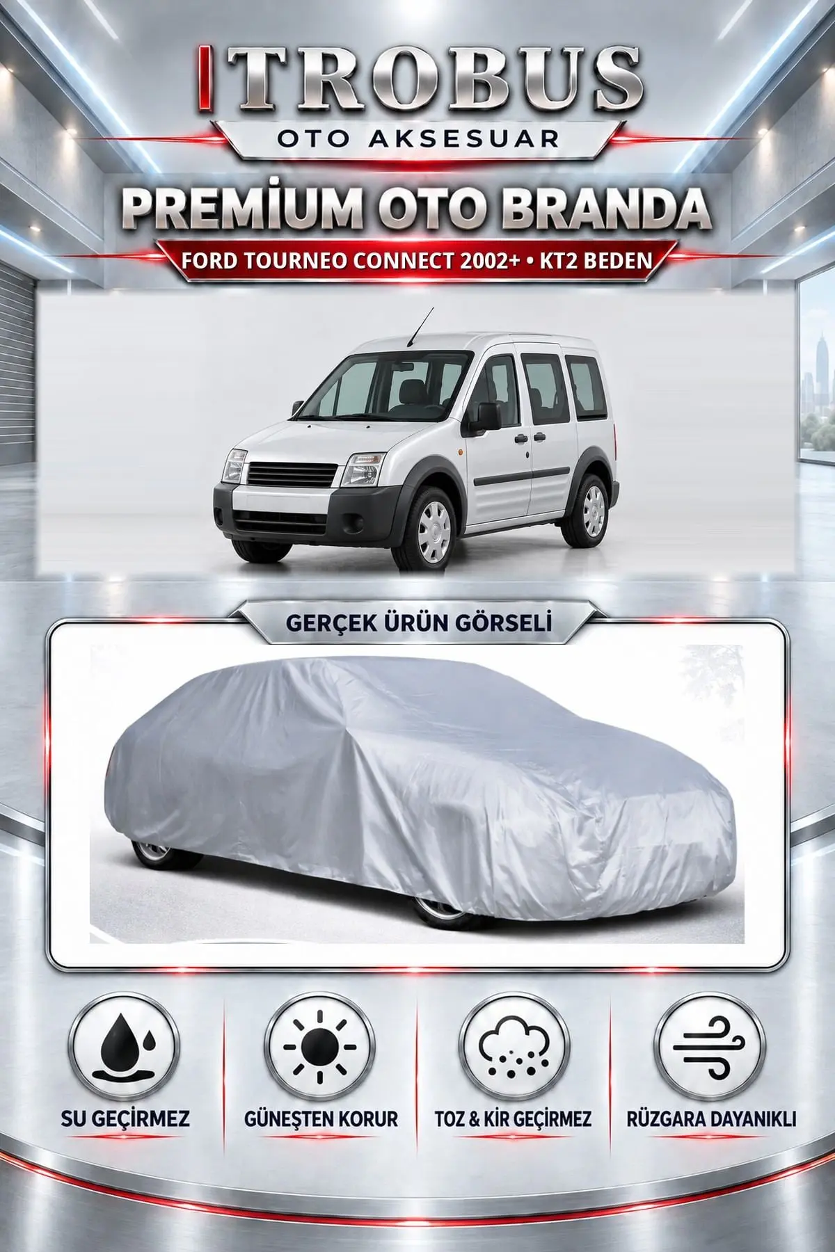Ford Tourneo Connect 2002 ve Sonrası Uyumlu Premium Oto Branda – KT2 Beden