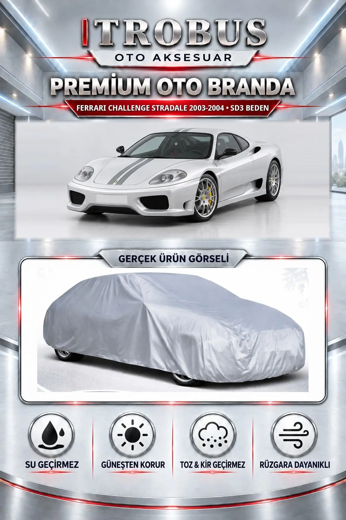 Ferrari Challenge Stradale 2003-2004 Uyumlu Premium Oto Branda – SD3 Beden