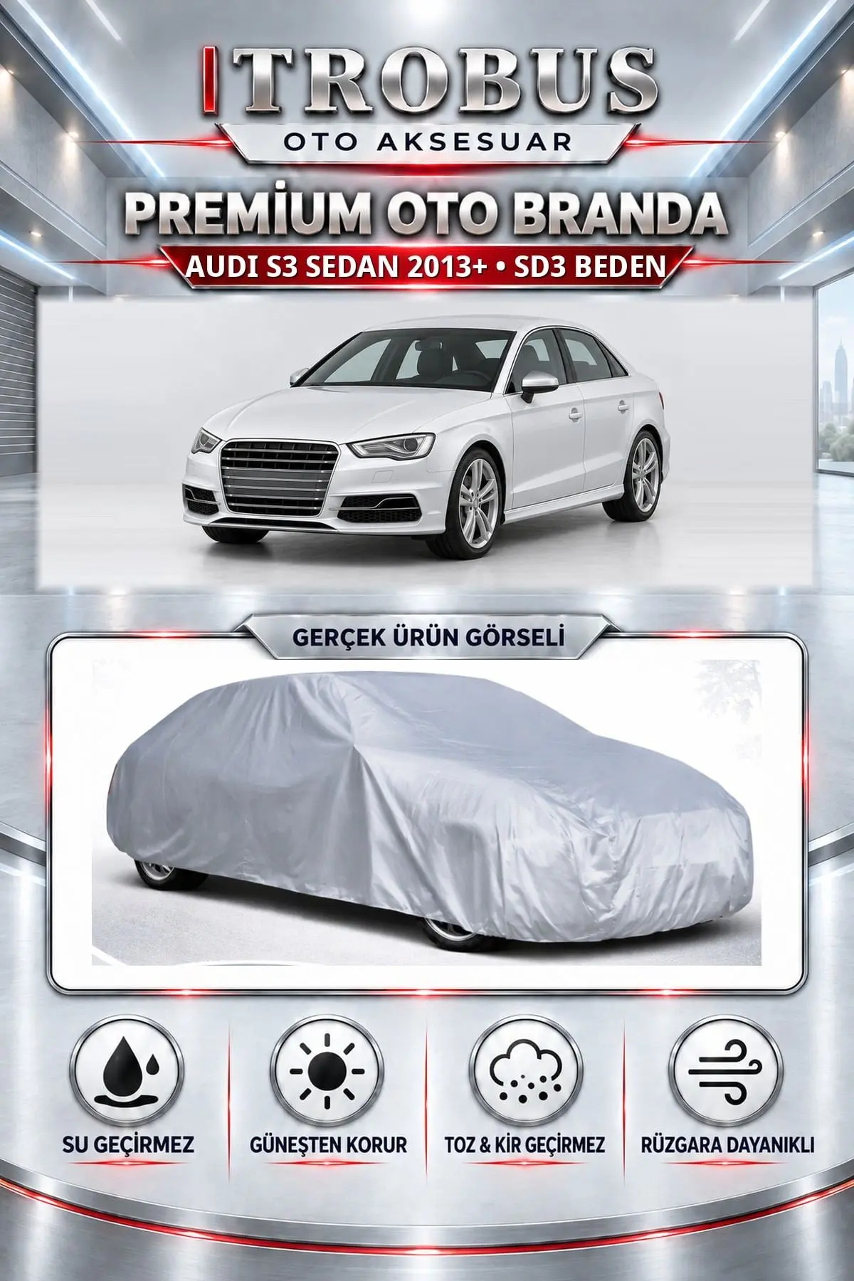 Audi S3 Sedan 2013 ve Sonrası Uyumlu Premium Oto Branda – SD3 Beden