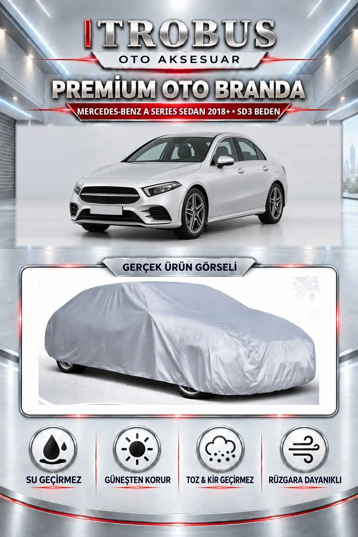 Mercedes-Benz A Series Sedan 2018 ve Sonrası Uyumlu Premium Oto Branda – SD3 Beden