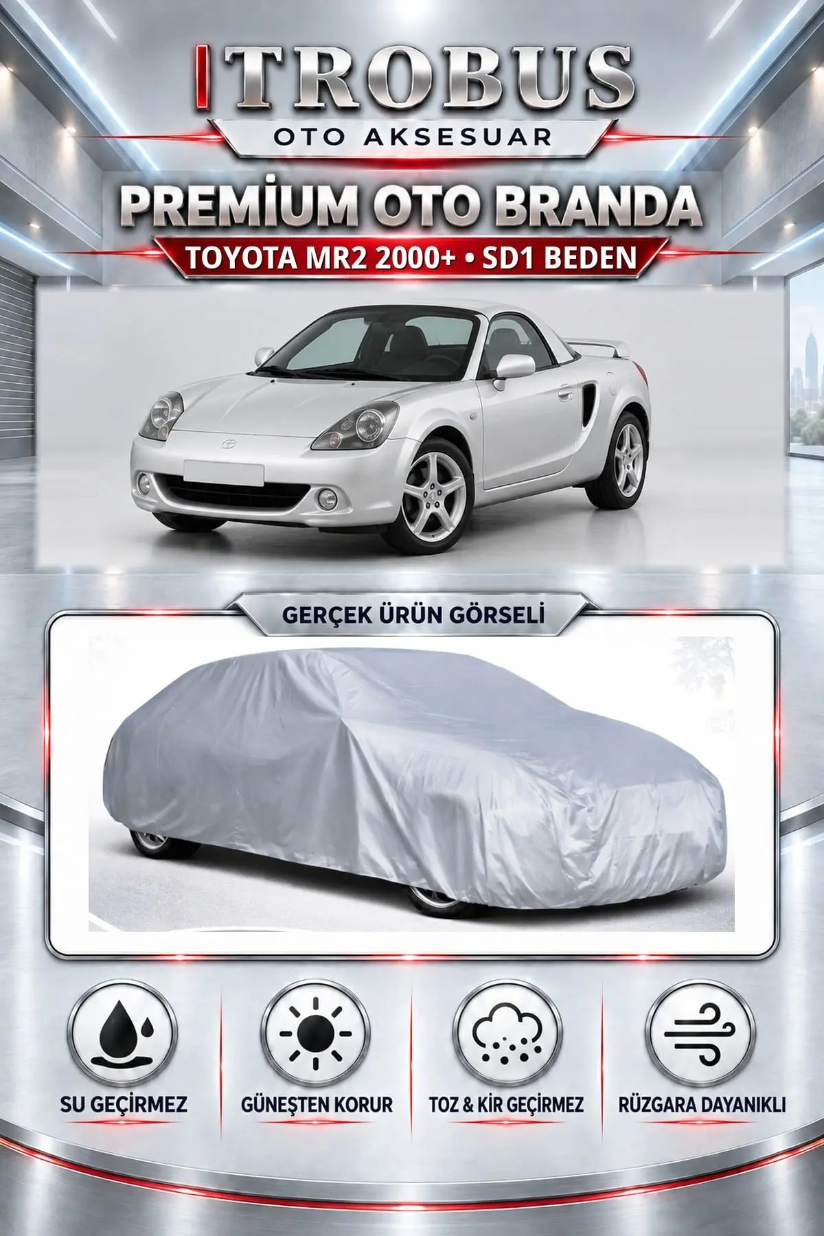 Toyota MR2 2000 ve Sonrası Uyumlu Premium Oto Branda – SD1 Beden
