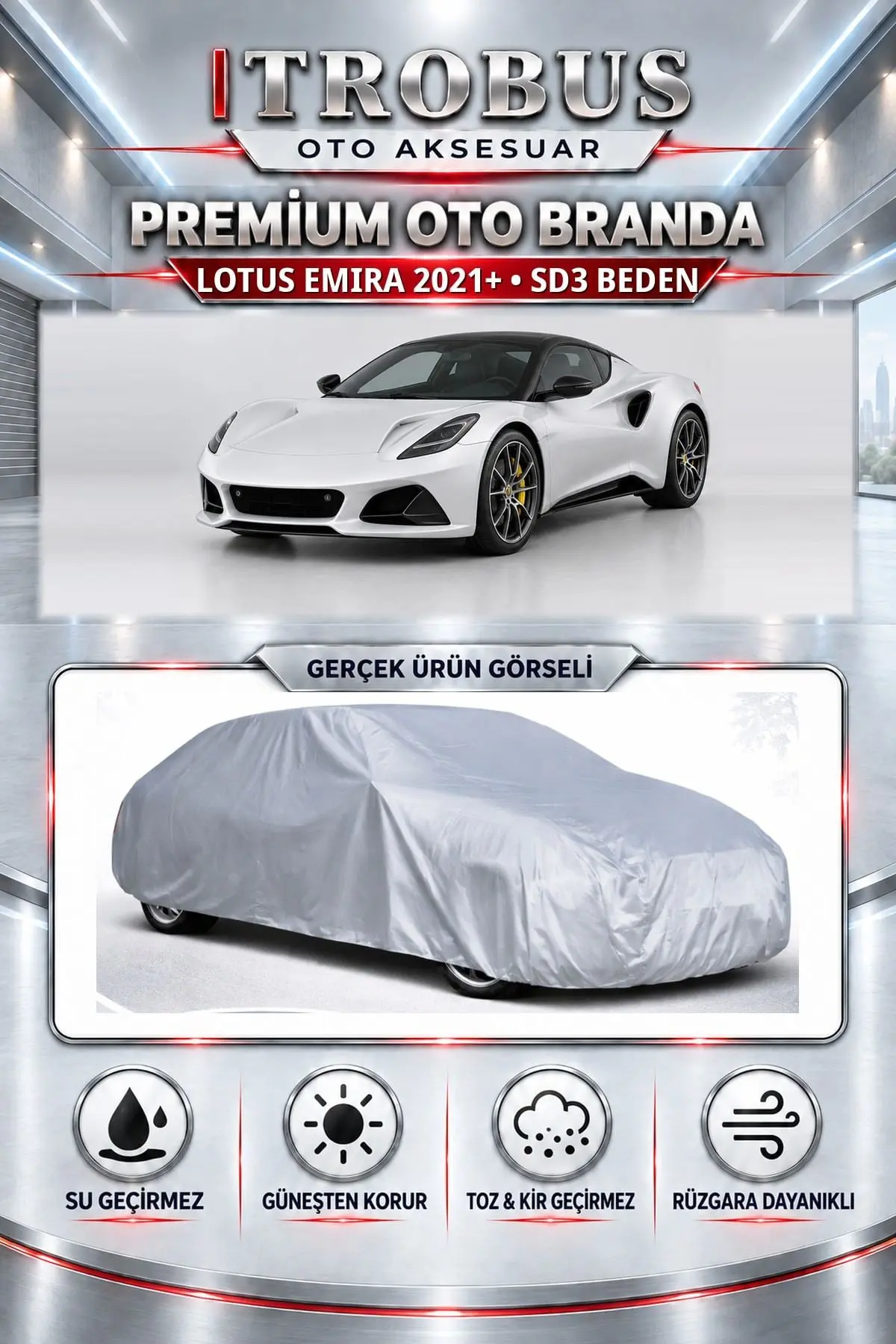 Lotus Emira 2021 ve Sonrası Uyumlu Premium Oto Branda – SD3 Beden
