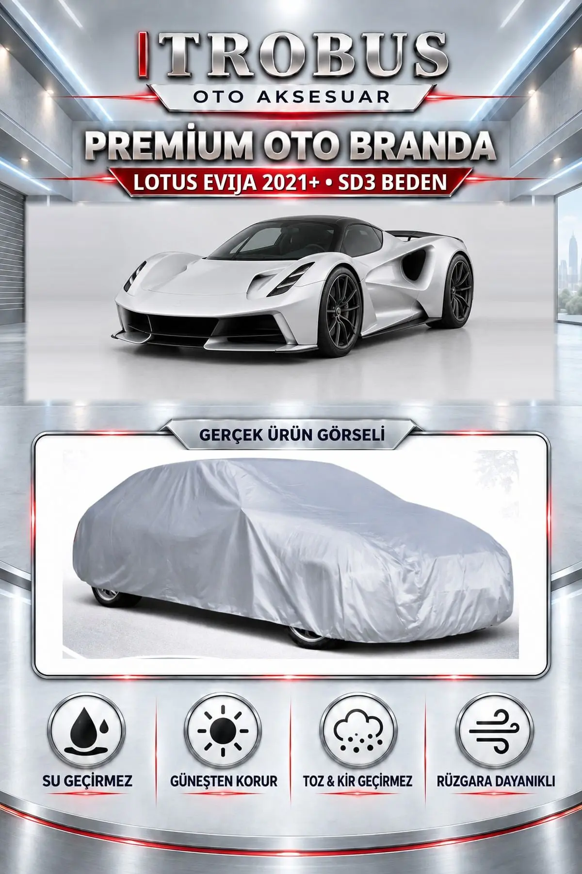 Lotus Evija 2021 ve Sonrası Uyumlu Premium Oto Branda – SD3 Beden
