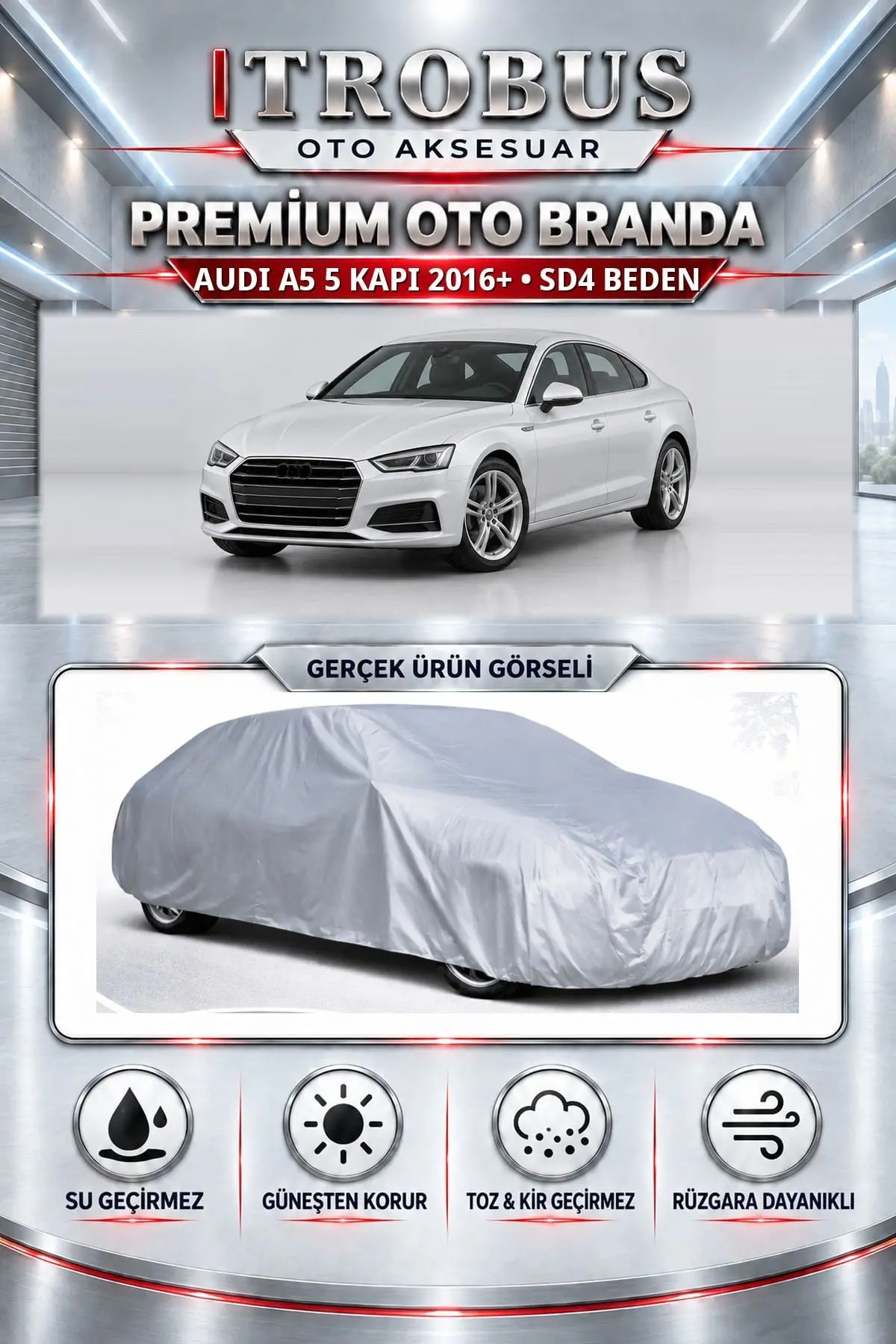 Audi A5 5 kapı 2016 ve Sonrası Uyumlu Premium Oto Branda – SD4 Beden