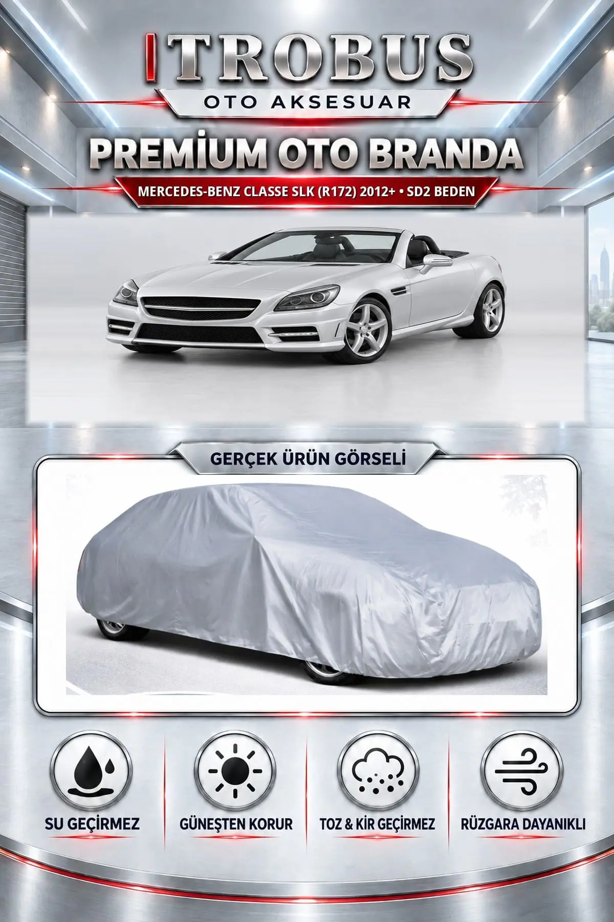 Mercedes-Benz Classe SLK (R172) 2012 ve Sonrası Uyumlu Premium Oto Branda – SD2 Beden